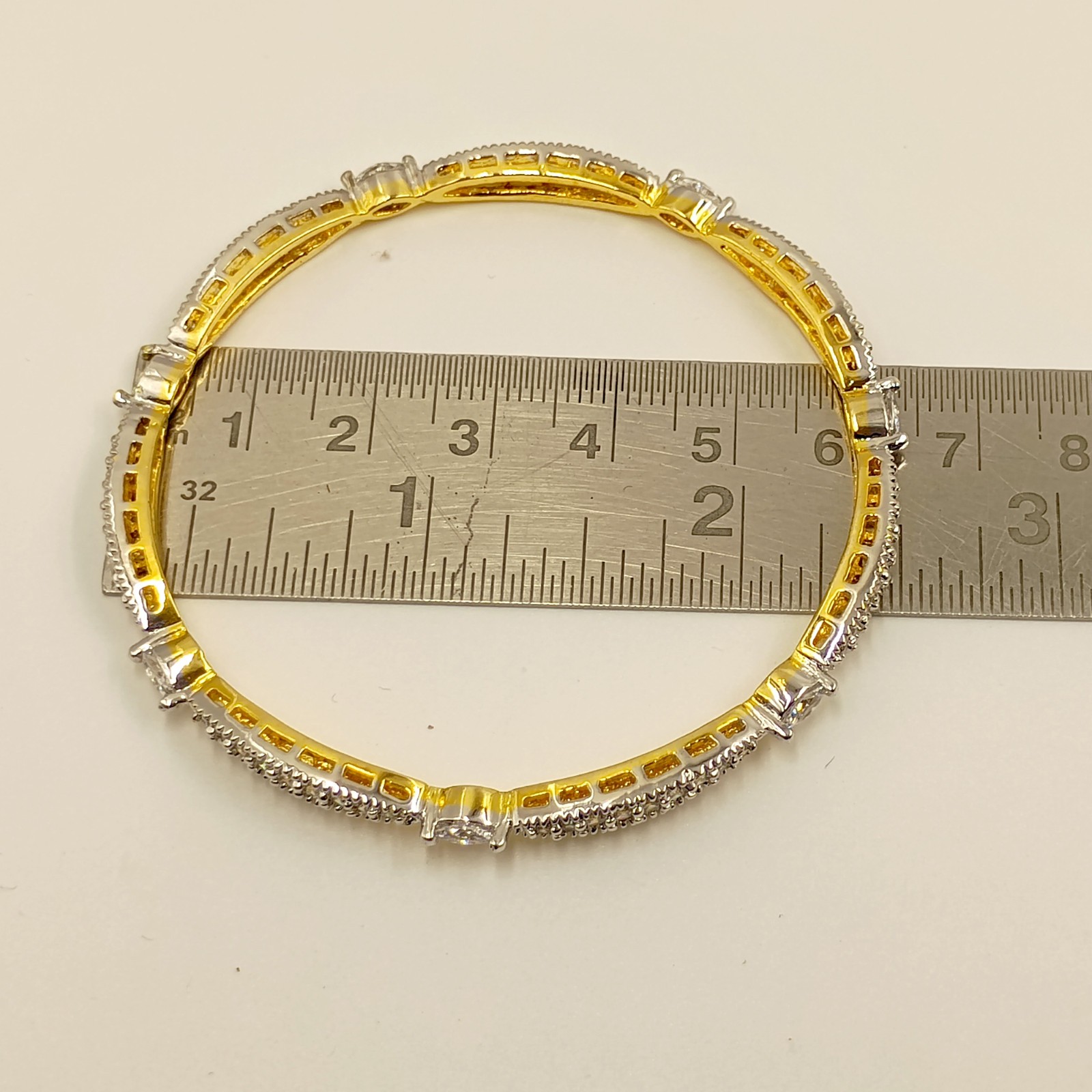 Handmade South Indian CZ Bangle Set 22K Gold Plated Bridal Wedding Jewelry Sets