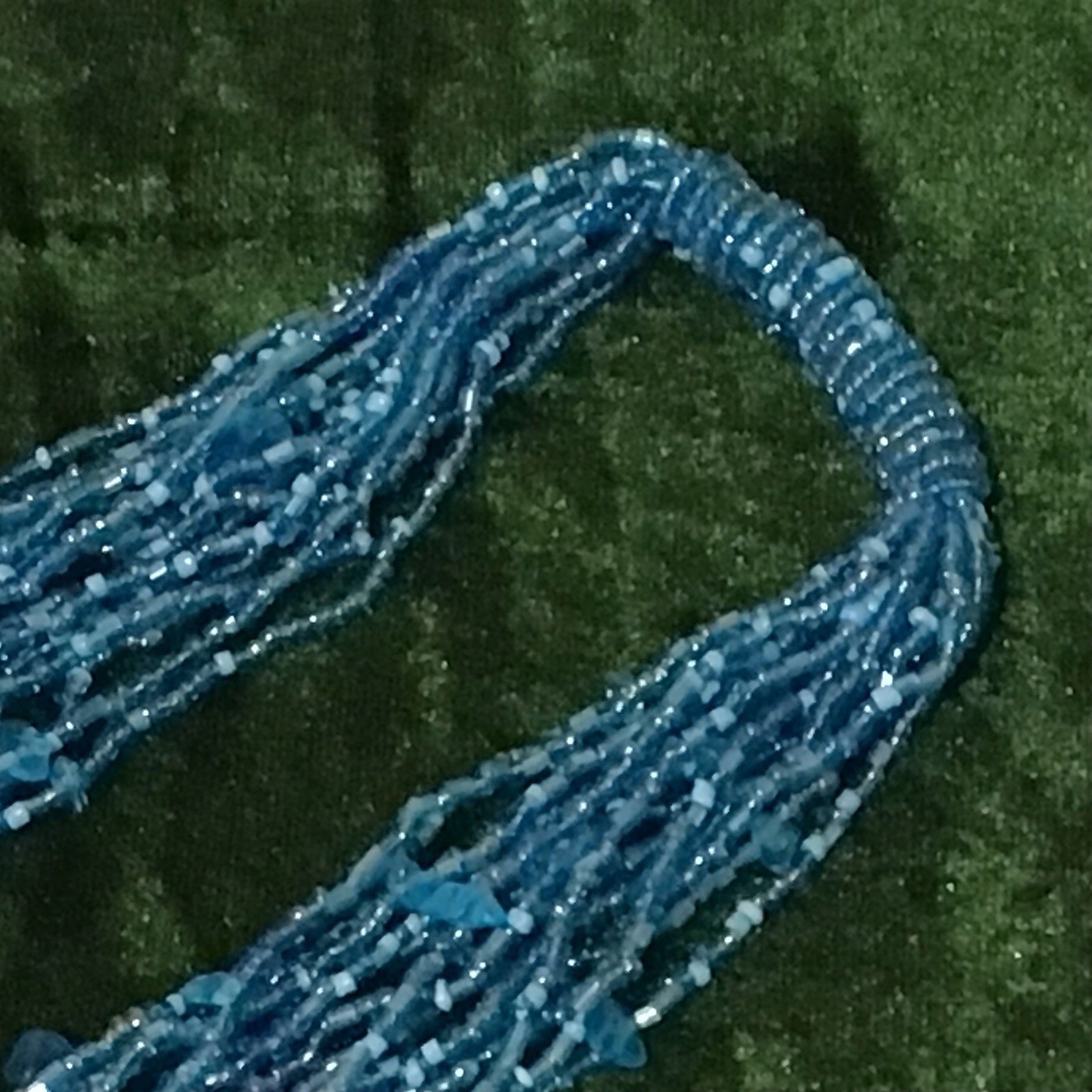 Vintage MultiStrand Blue Seed Bead Necklace 21 In Lariat Style