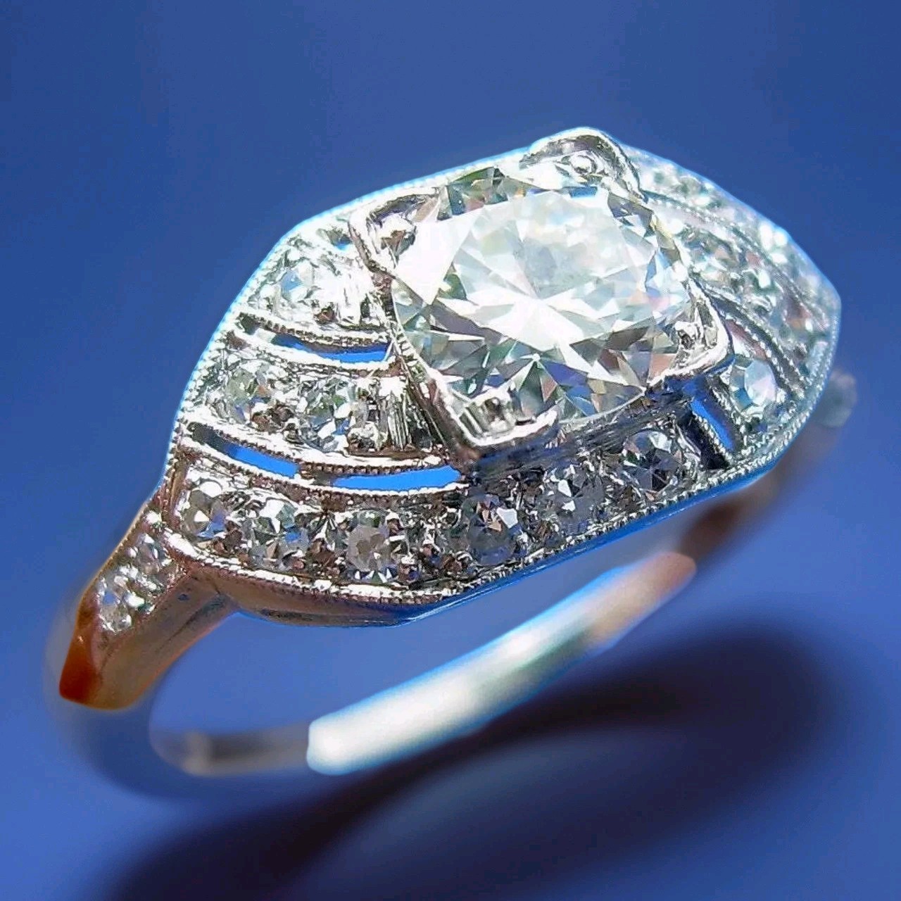 Original EARTH MINED DIAMOND Art Deco Engagement Ring Vintage PLATINUM Solitaire