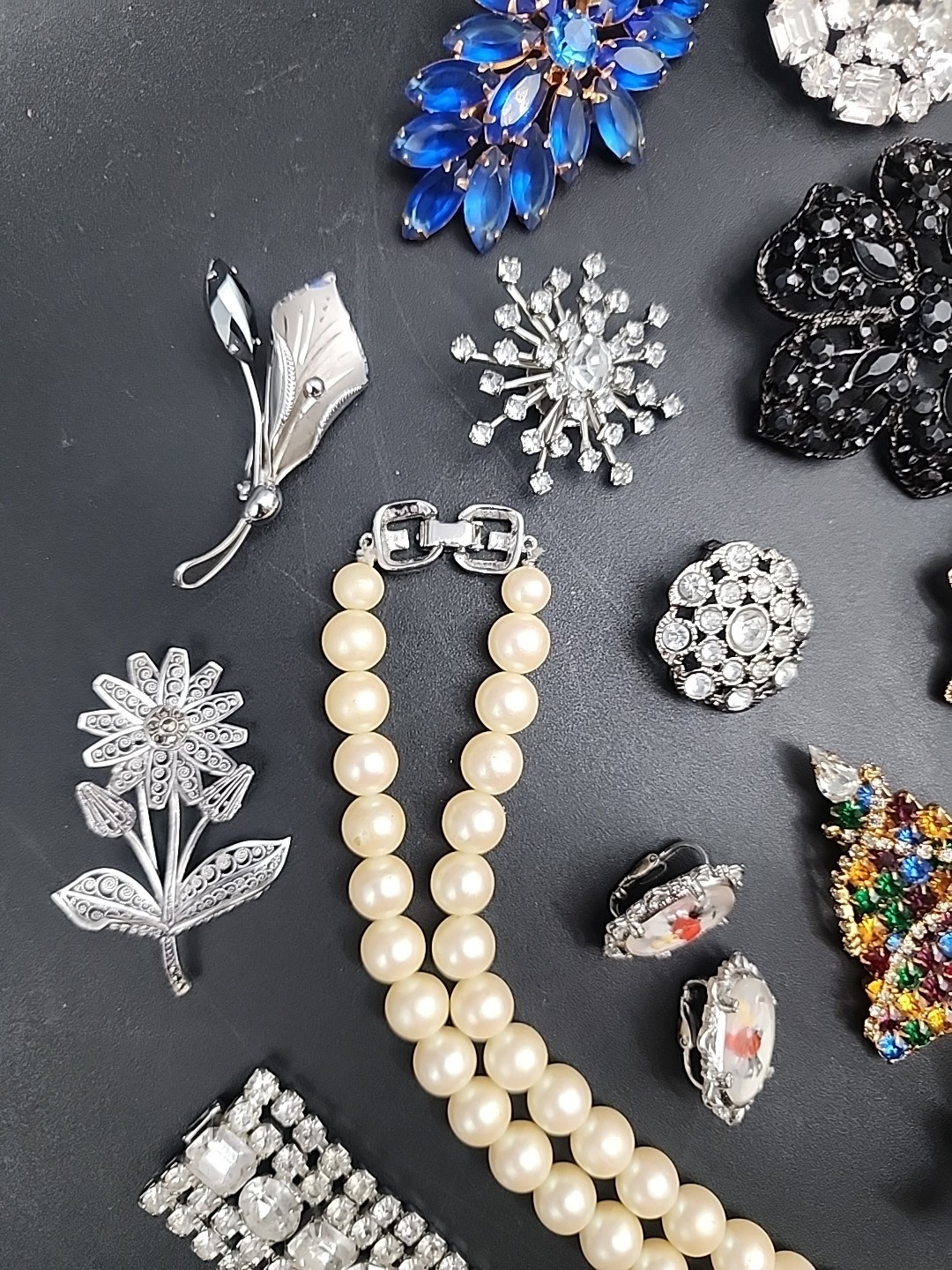 Vtg Costume Jewelry Lot Rhinetones Signed & Unsigned WEISS, JULIANA? Etc