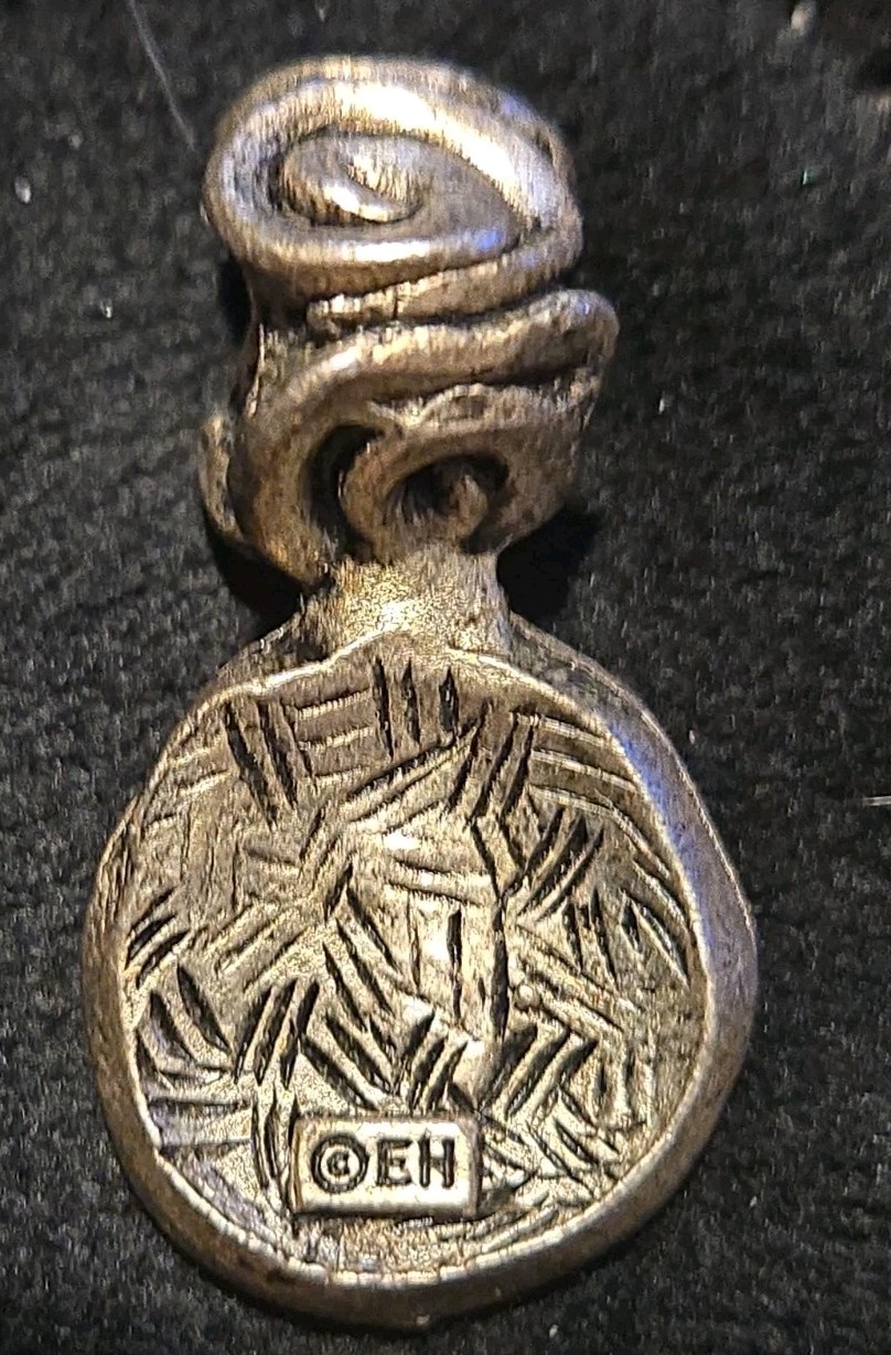 Vintage Eivind Hillestad Norway Modernist Pewter Spiral Pendant EH Signed Rare