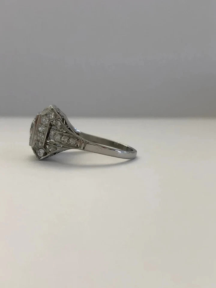 1920s Art Deco Old European Cut 1.5ct Silver Antique Vintage Engagement Her Ring