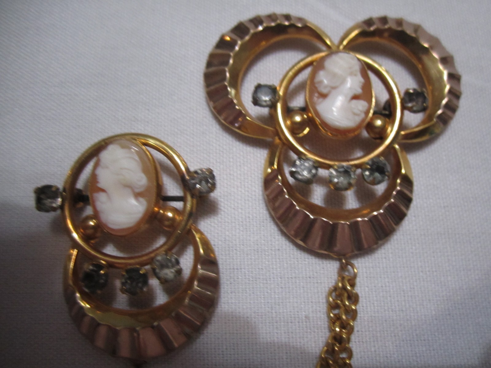 Gold filled Double Cameo brooches
