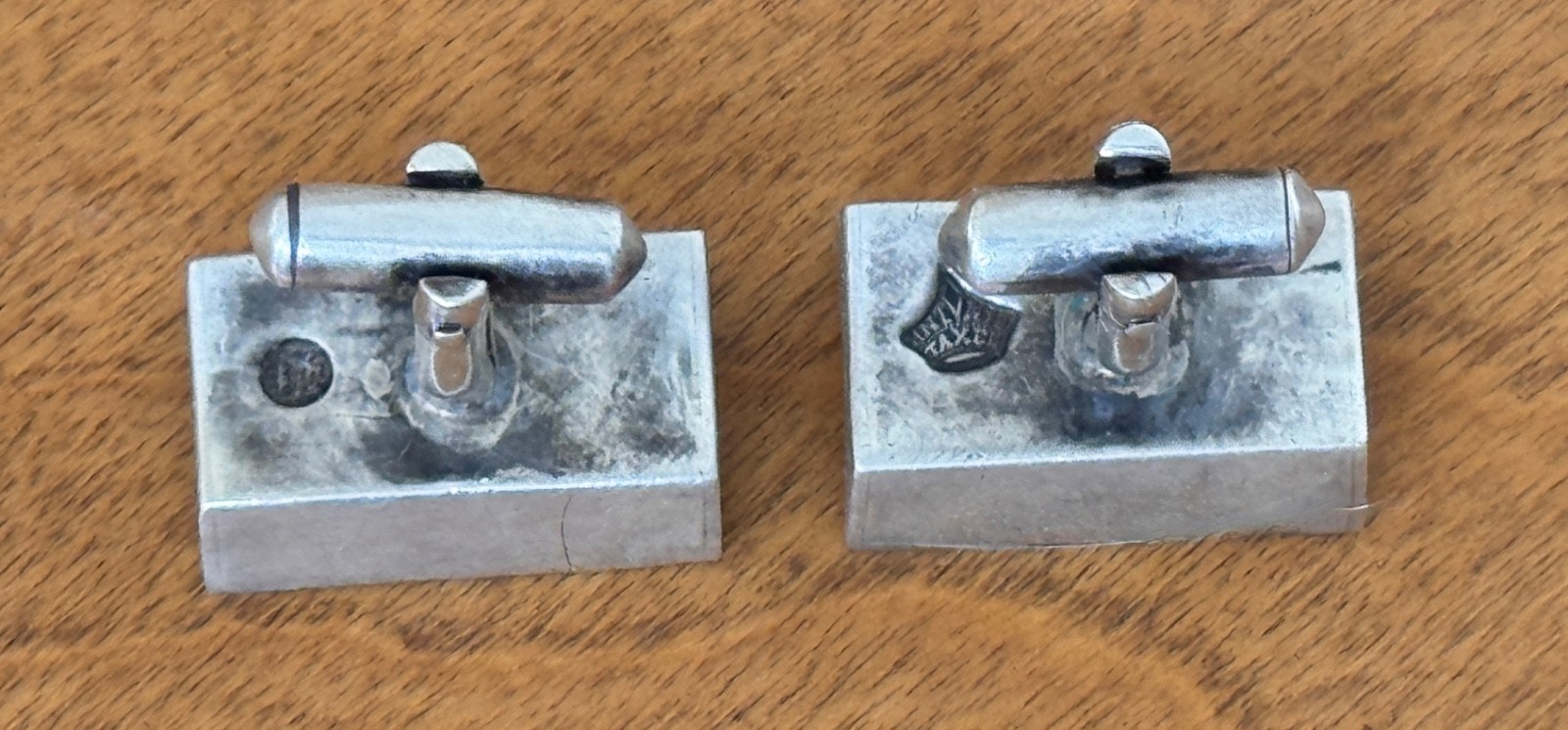 Antonio Pineda Taxco Mexican Modernist Sterling Silver 925 cufflinks Vtg Rare