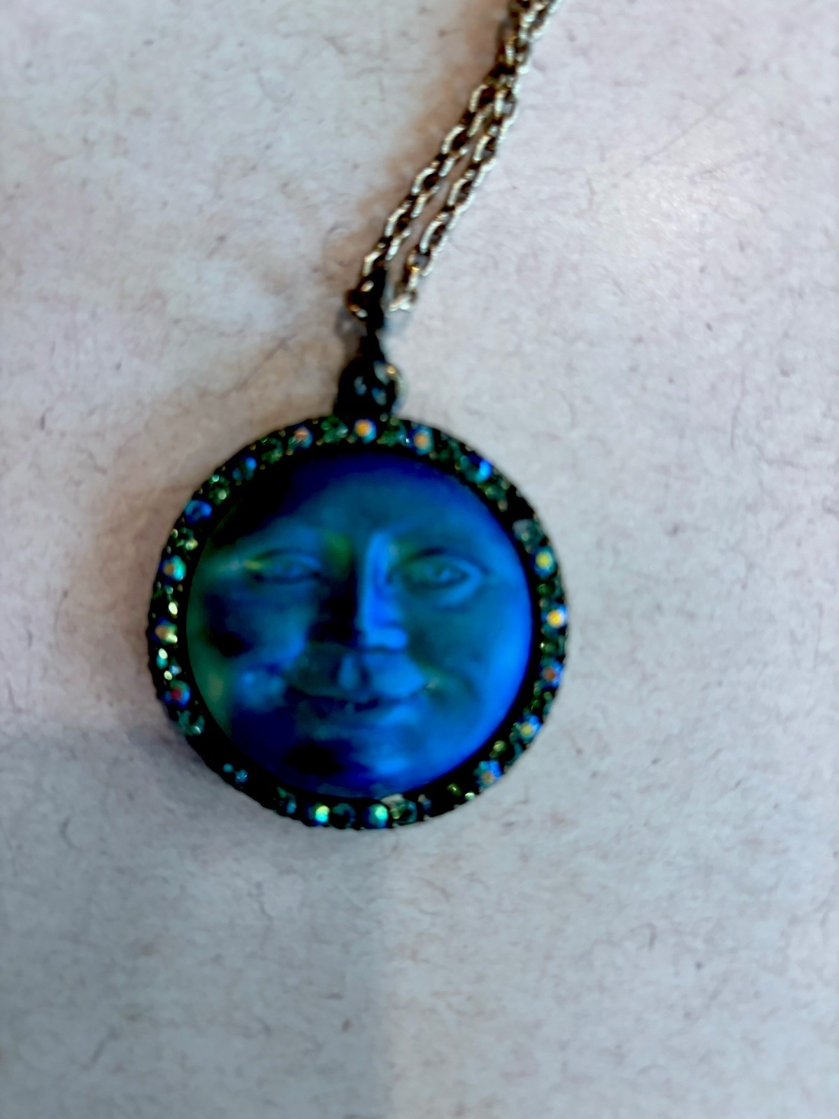 Ultra rare vintage Kirk’s Folly moon pendant with original chain signed