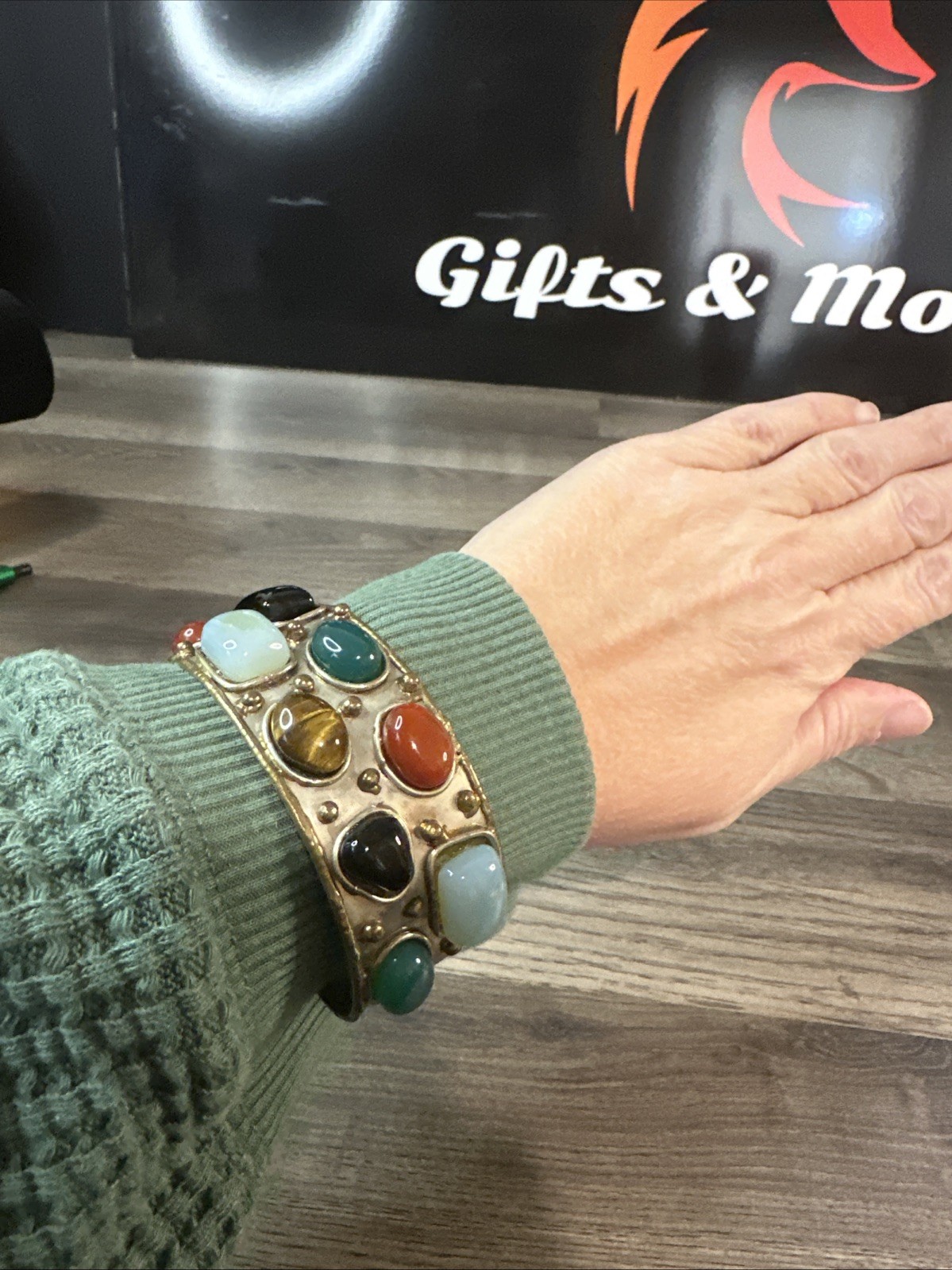 Vintage Multi Stone Cuff Bracelet ! Gorgeous!