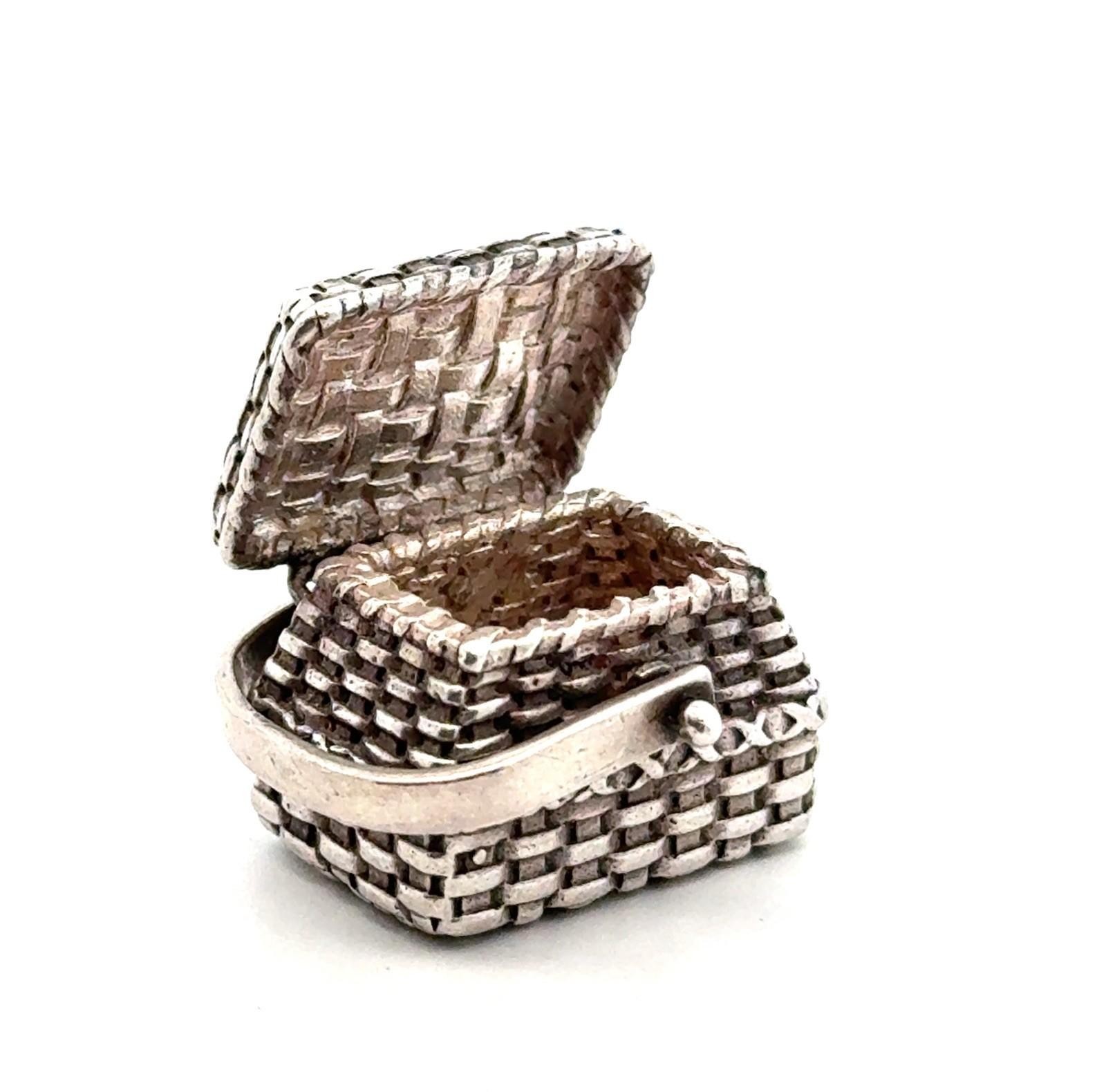 Vintage Brown County Baskets .925 Sterling Silver Picnic Basket, Hinged, 15.6g