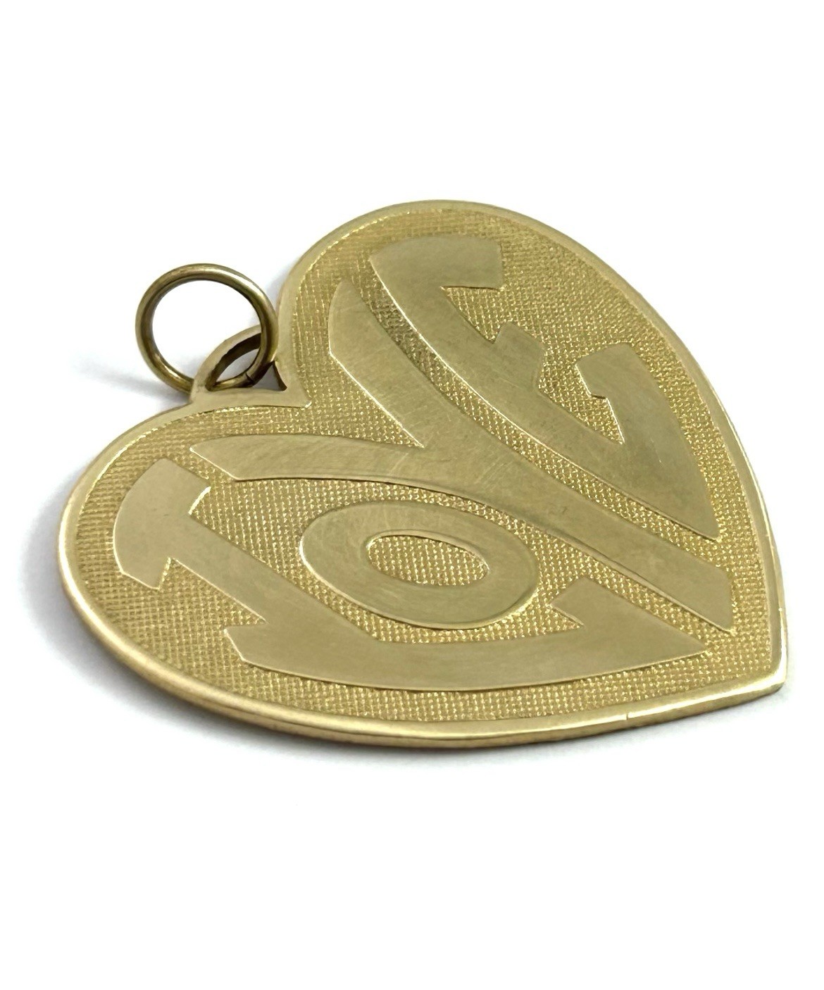 Vintage Love Charm Large Heart Medallion Pendant Brass Metal Jewelry Gift
