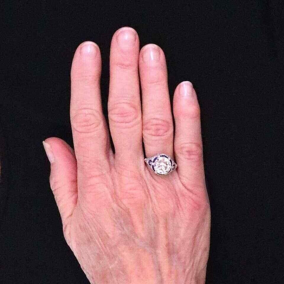 5Ct Art Deco Style Lab Created Diamond Engagement Wedding 14K White Gold FN Ring