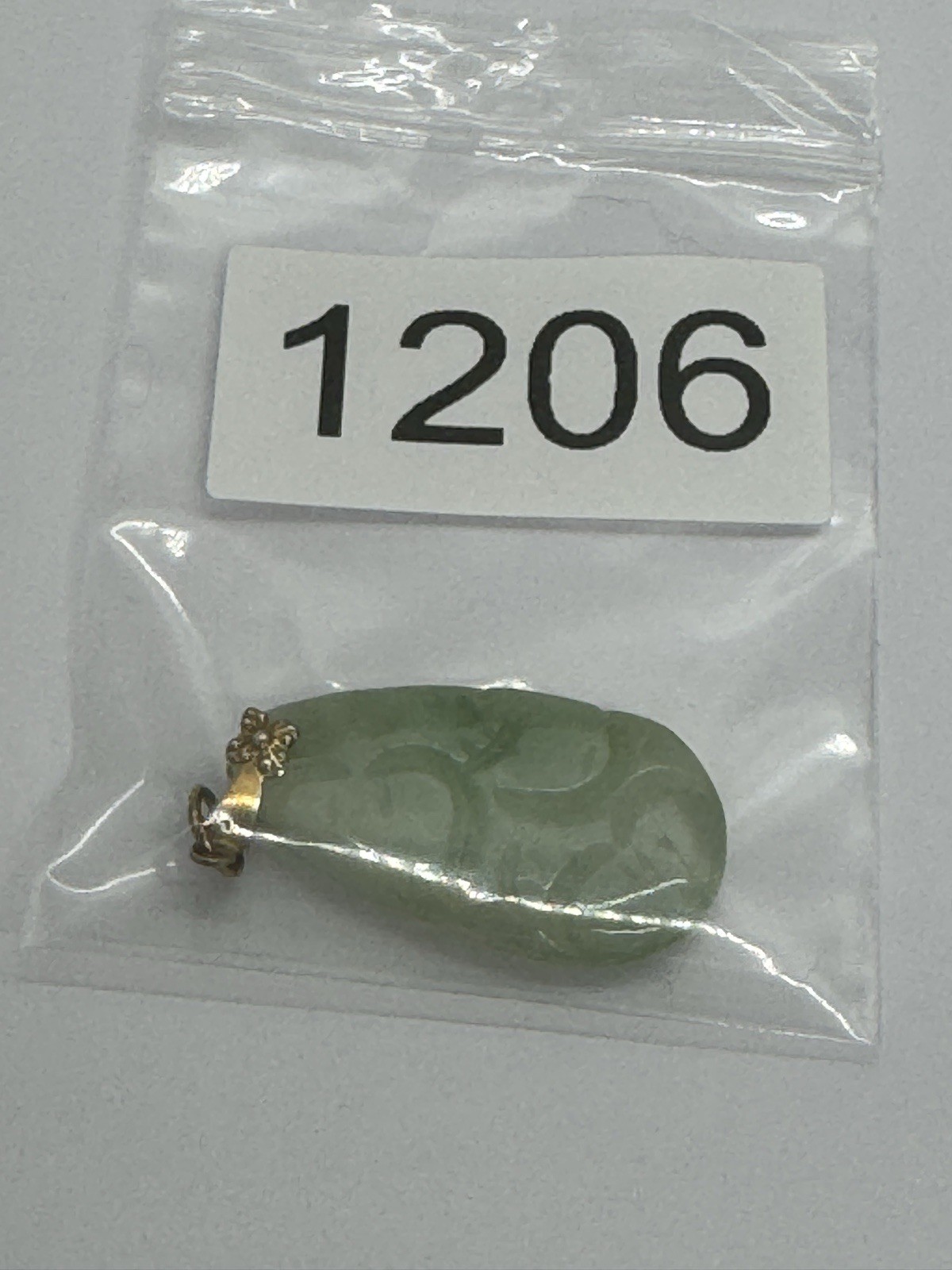 Vintage Carved Jade Pendant Green 1.5″
