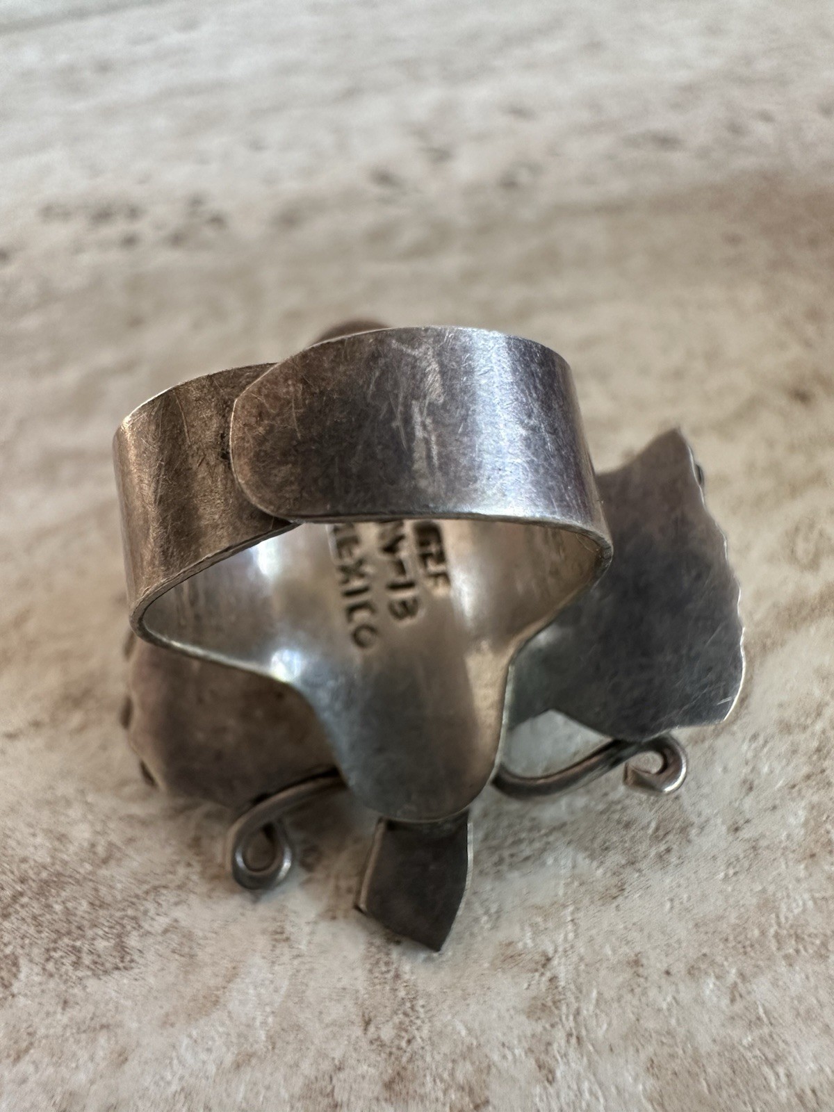 925 Sterling Silver Mexico Vintage Grape Cluster Leaf Ring