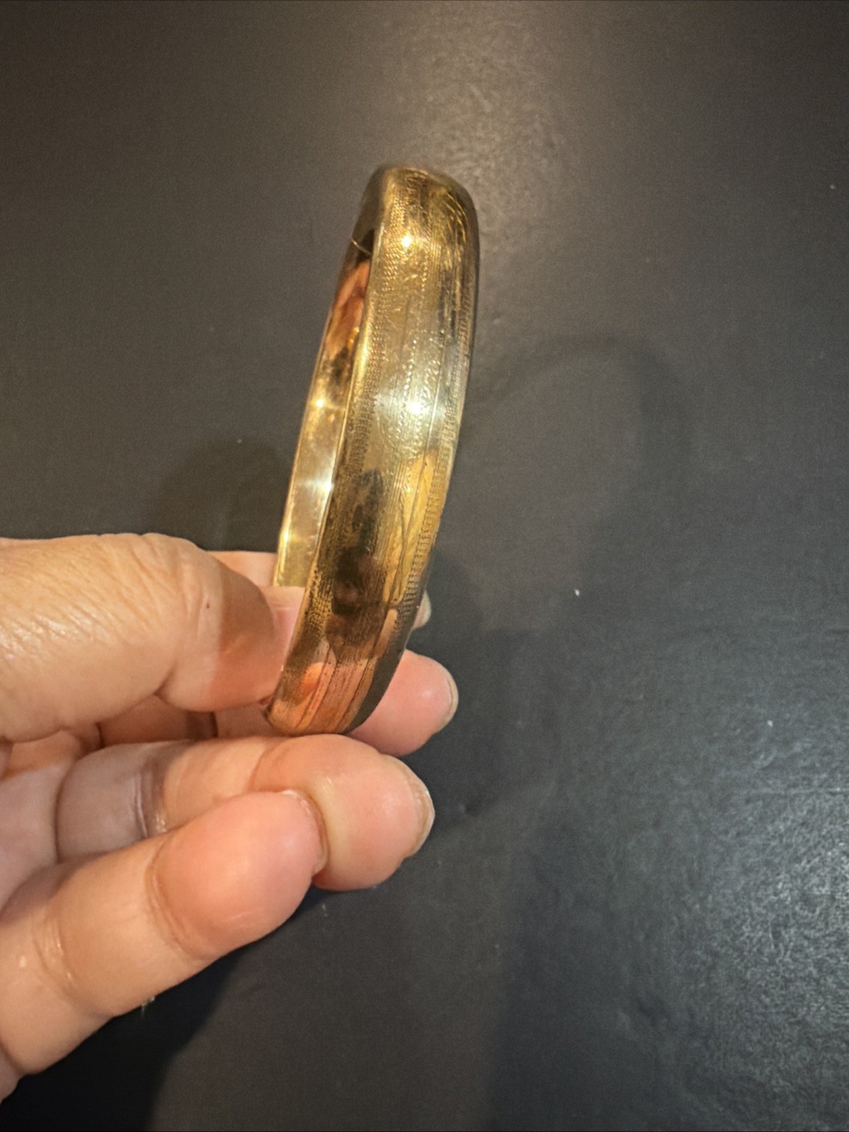 Vintage Gold Filled Engraved Hinged Bangle Bracelet Floral Etched