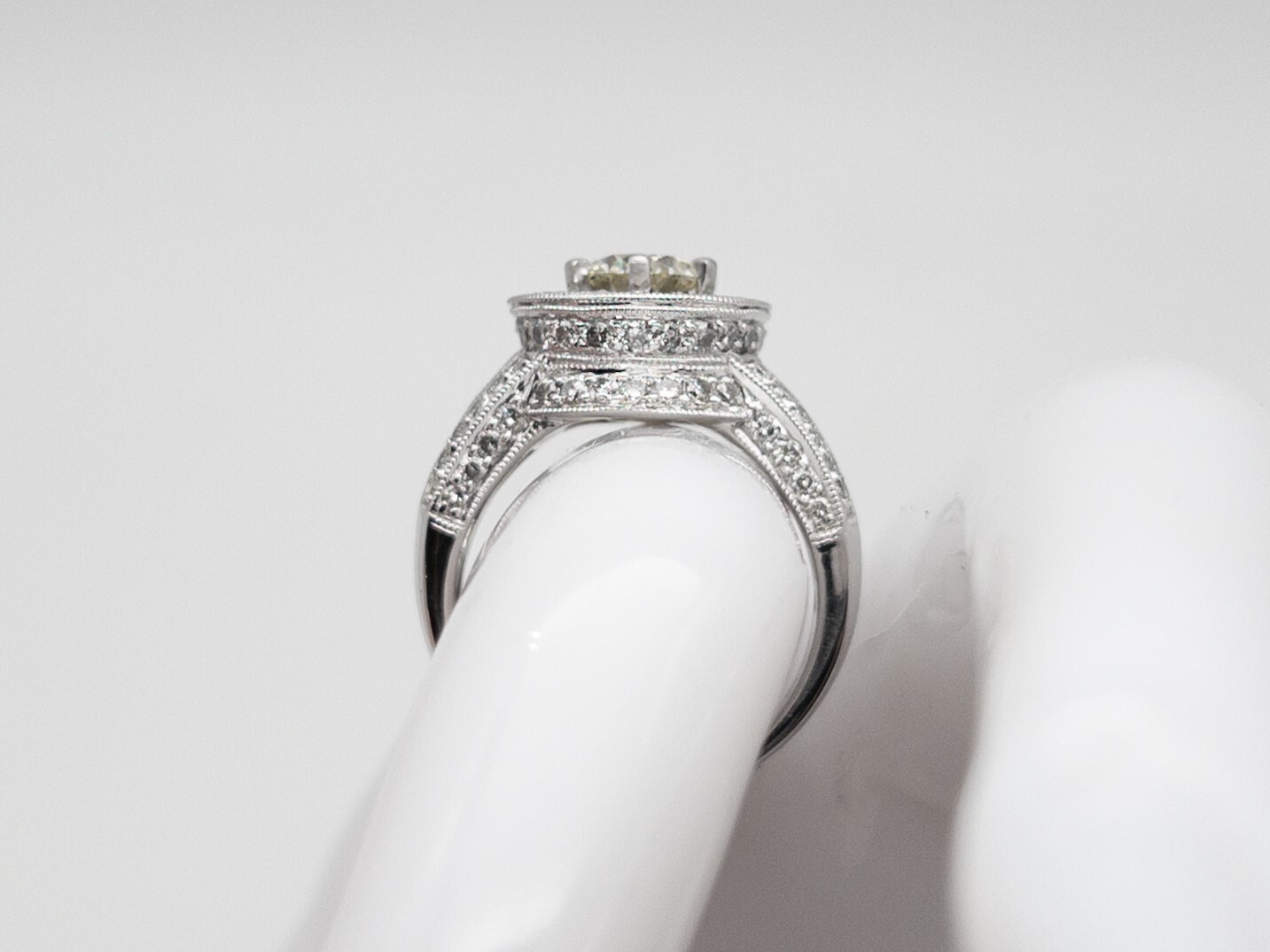 $12,000 2.53ct EGL IDEAL CUT Si1 K Diamond 14k White Gold HALO Wedding Ring 8g