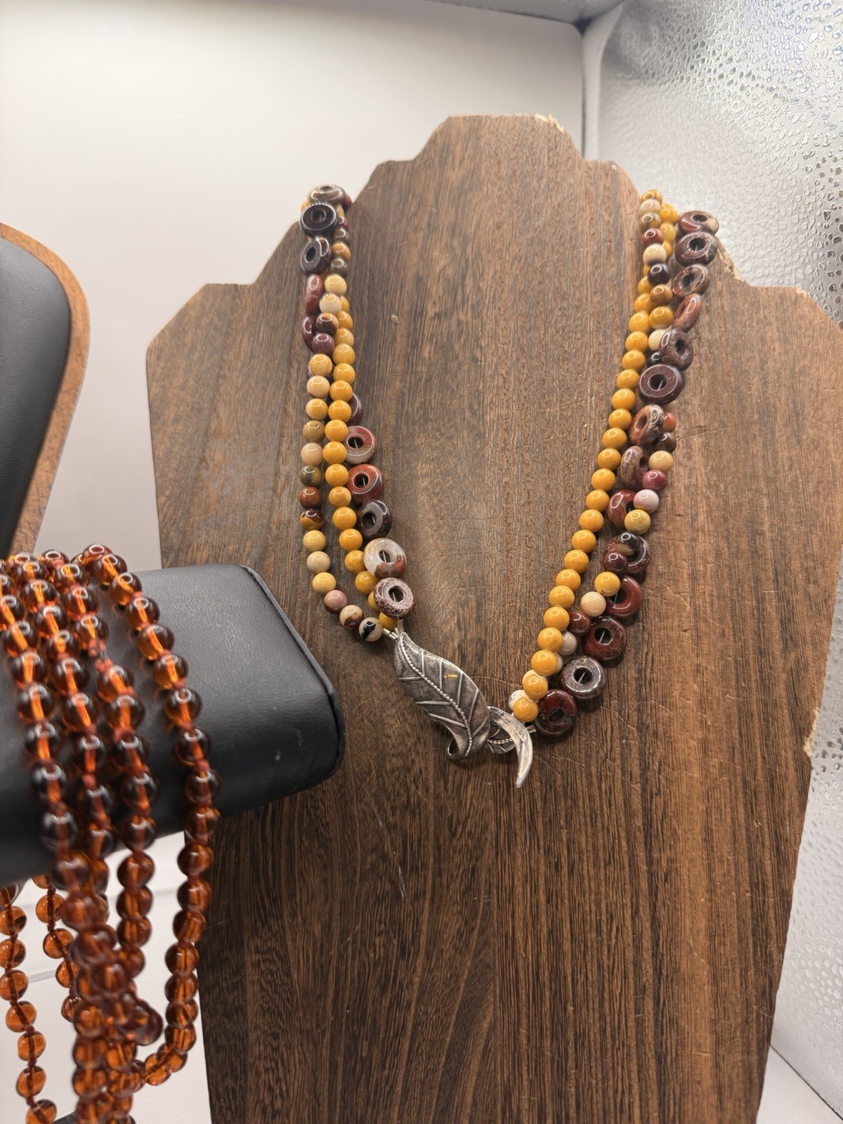 Lot 4 Semi Precious Stone Beaded Necklaces Sterling Silver Pendant Vintage SW
