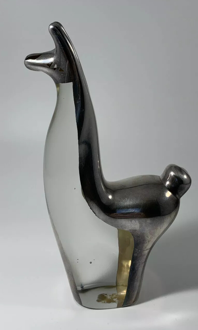 Glass Llama Figurine Sterling Inlay Animal Fine 925 Peru 6