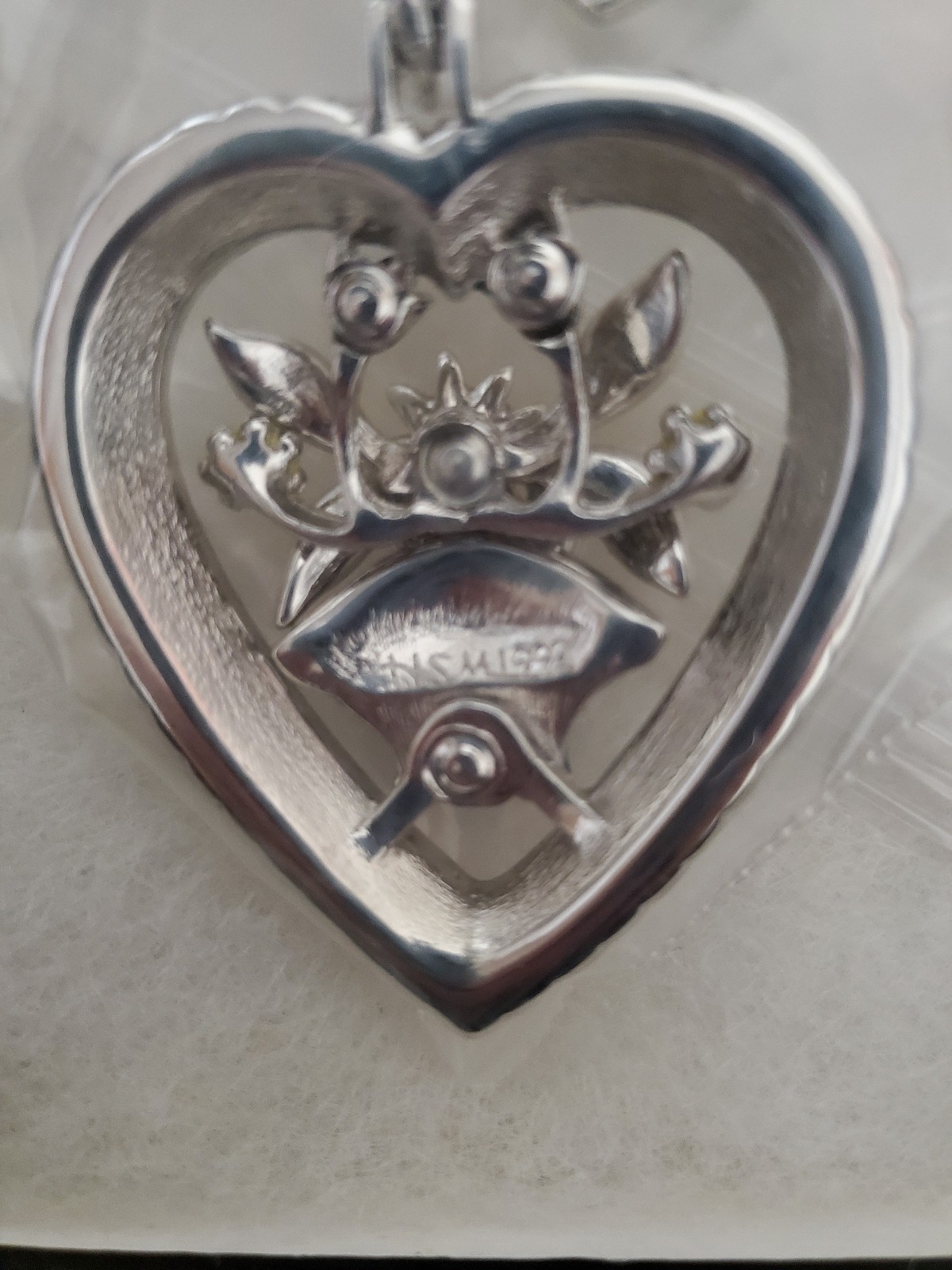 Enamel Rhinestone Flower Basket Heart Pin / Brooch Designed by HSM 1992
