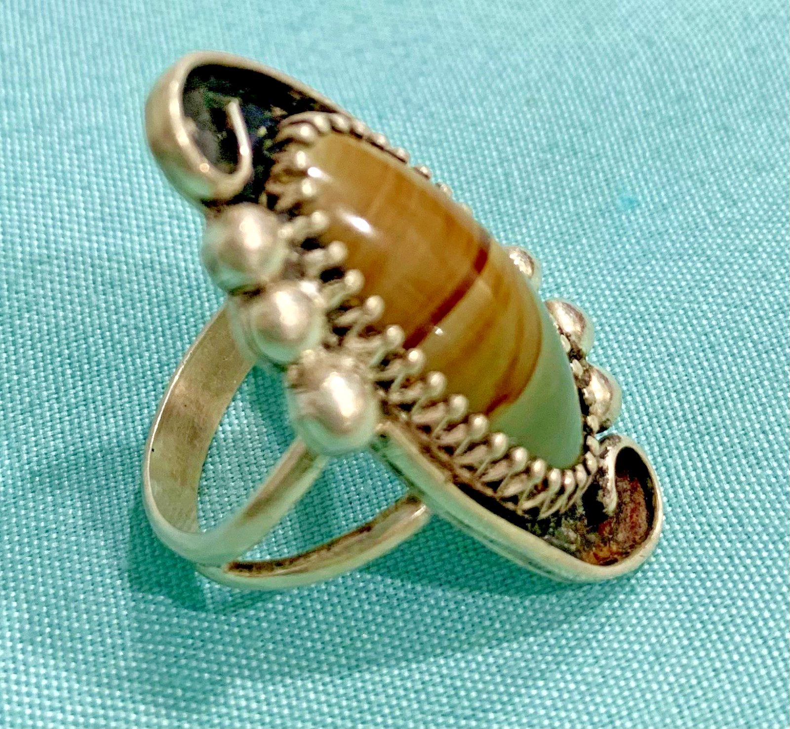 Picture Jasper Ring Sterling Silver Size 7.5 Vintage – American Made