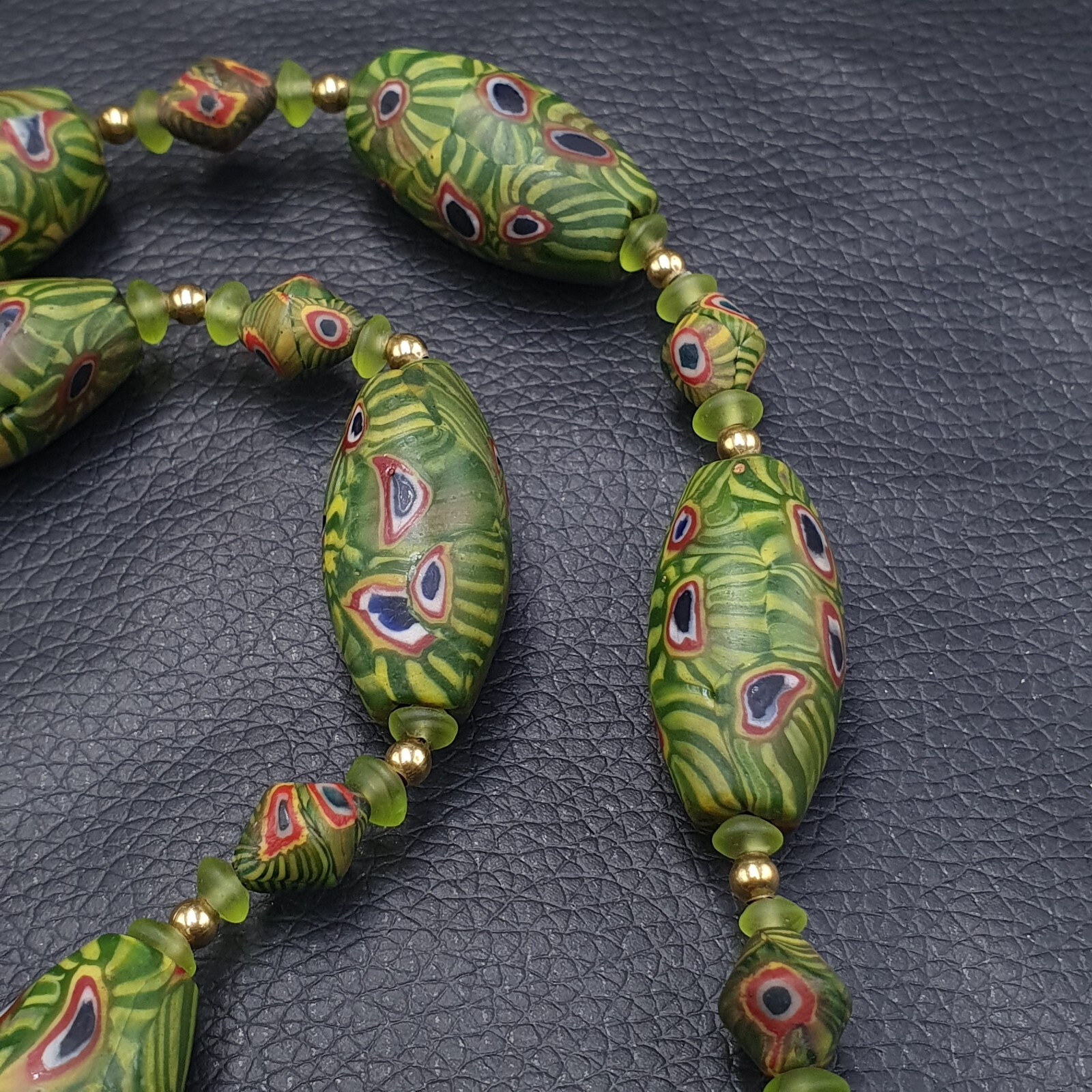Vintage Venetian Style Amazing Gabri Eyes Glass Beaded Necklace