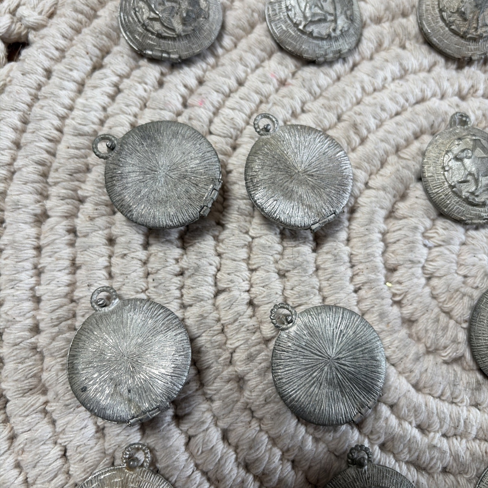 Vntg Zodiac Astrology Signs Silver Pewter Metal Pendant Charm Locket 25 Pcs Set