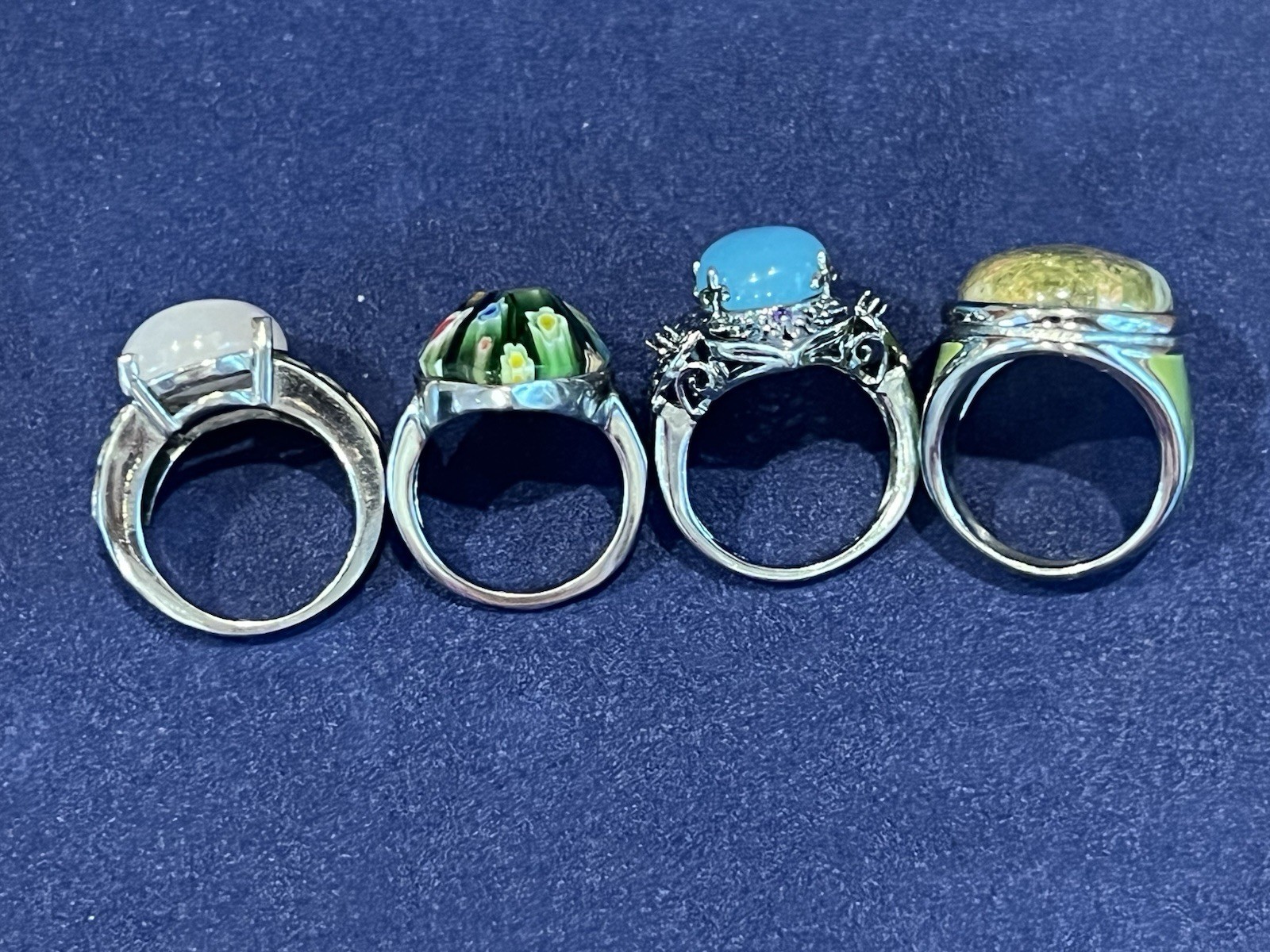 Vintage Stainless Steel Rings Costume Chunky Jewelry Lot Of 4. Size 8
