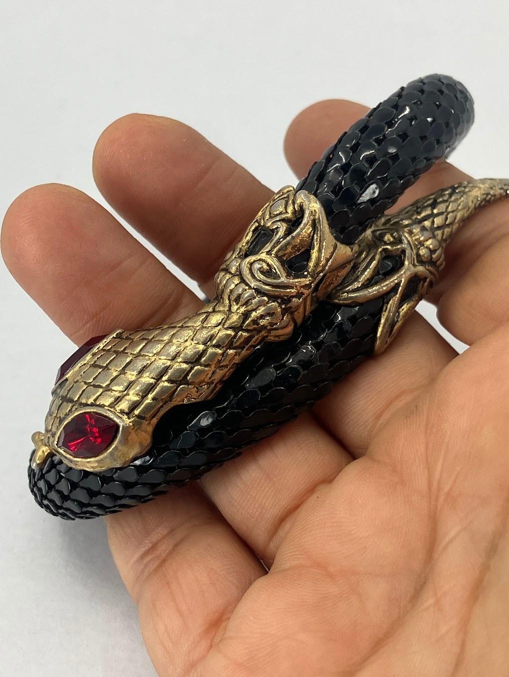 Vintage Snake Bracelet Black Mesh Bypass Wrap DL Auld