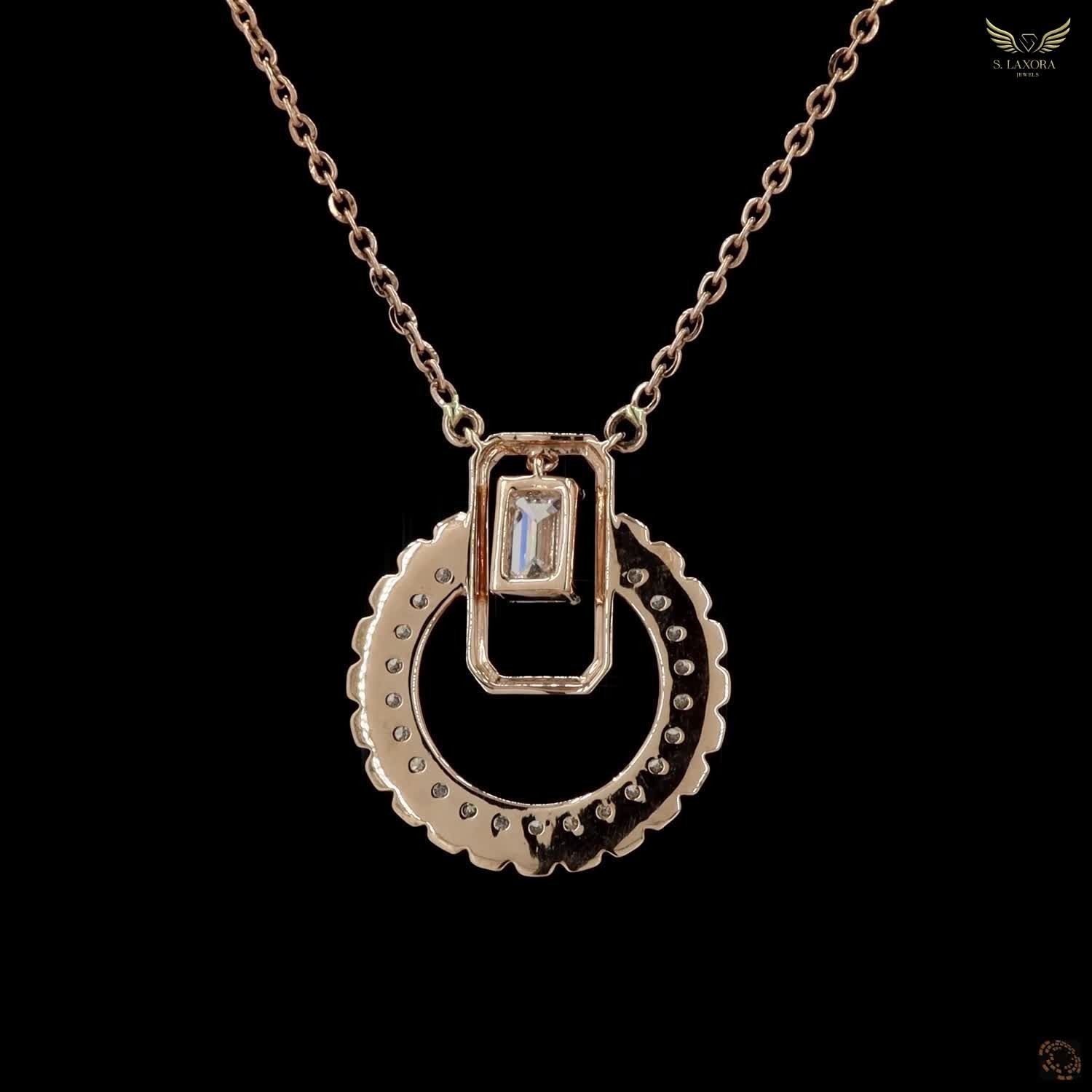 Lab Created Diamond 0.82ct Pendant Necklace Rose Gold Plated Gift