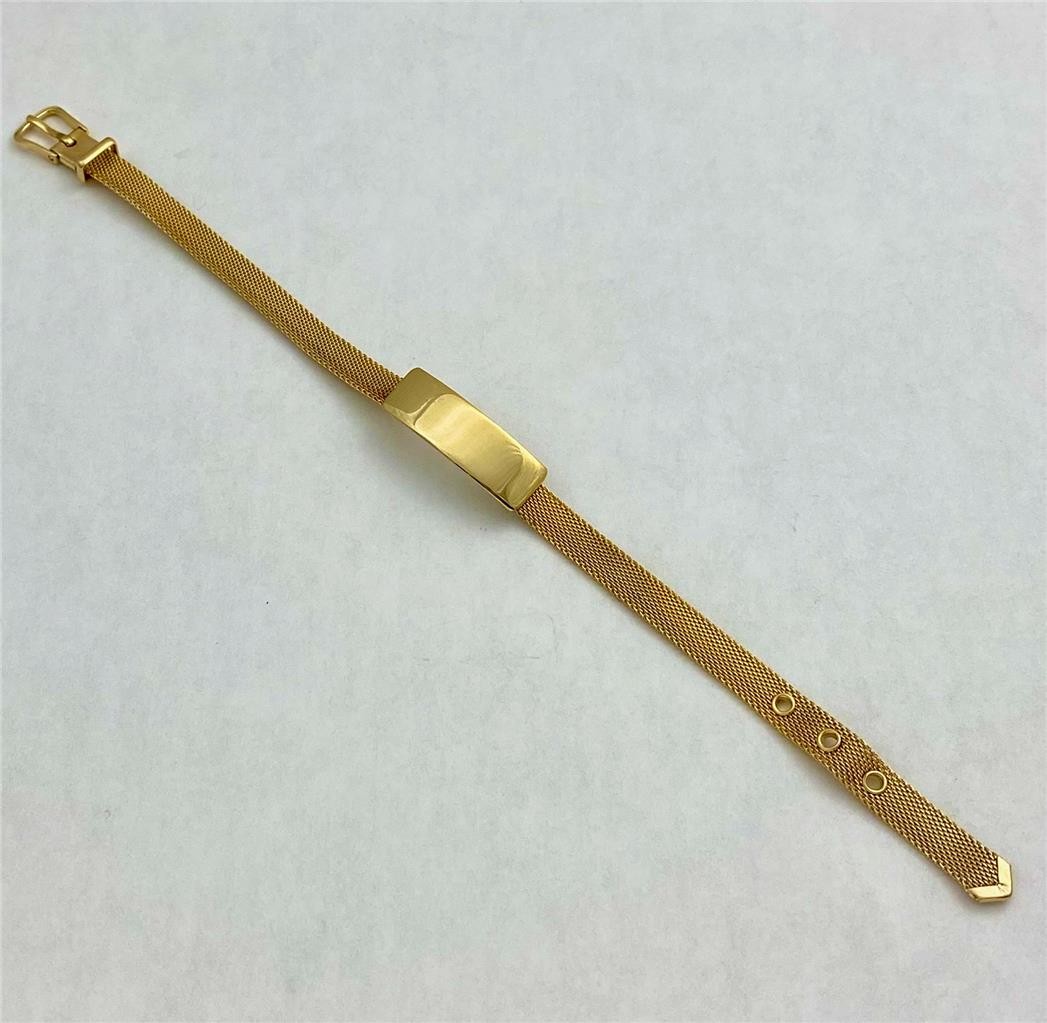 Vintage Gold Tone Mesh Belt ID Bracelet up to 6-3/4″