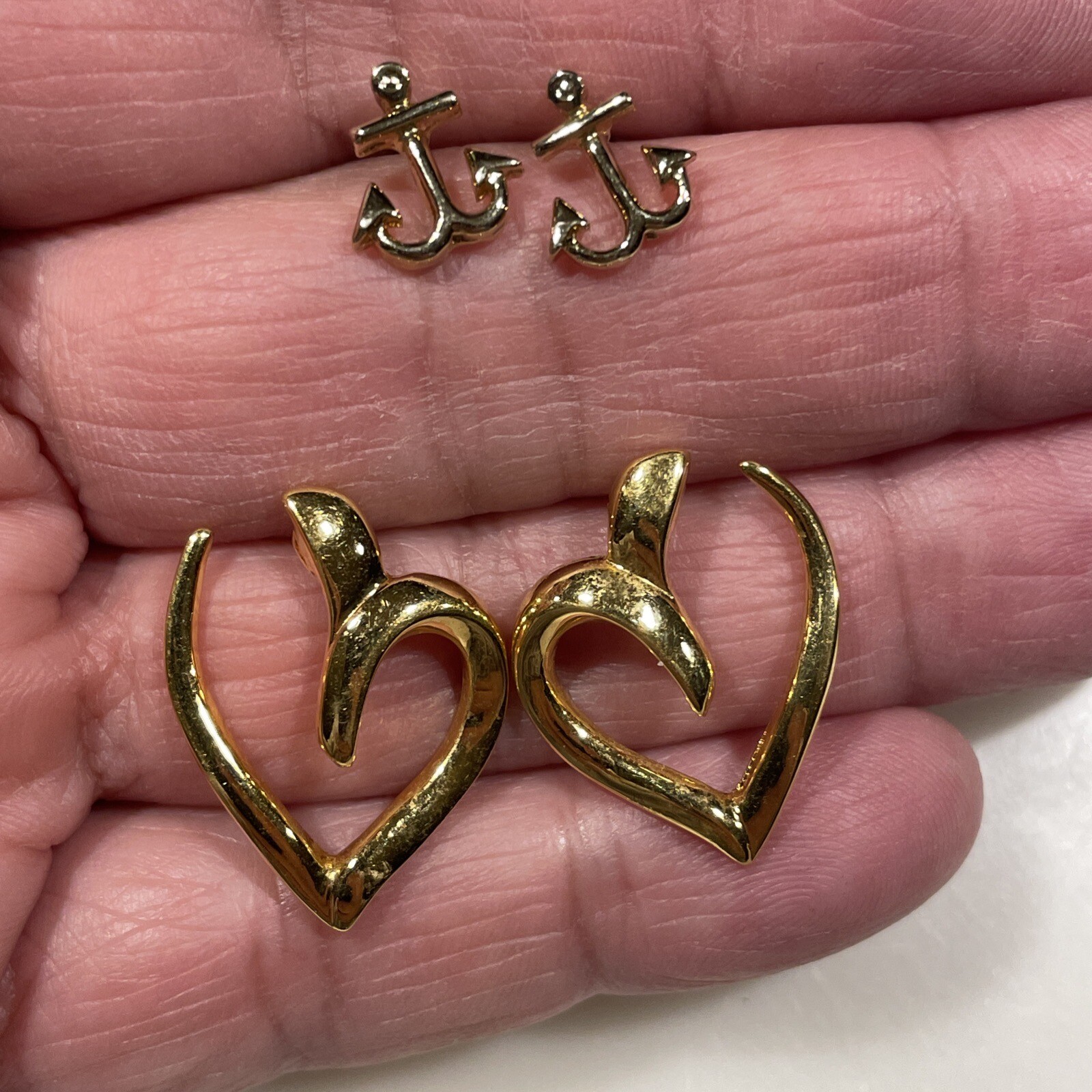 Lot Of 18 Pair Gold Tone Pierced Earrings Assorted Styles Sizes 1 Marked Monet