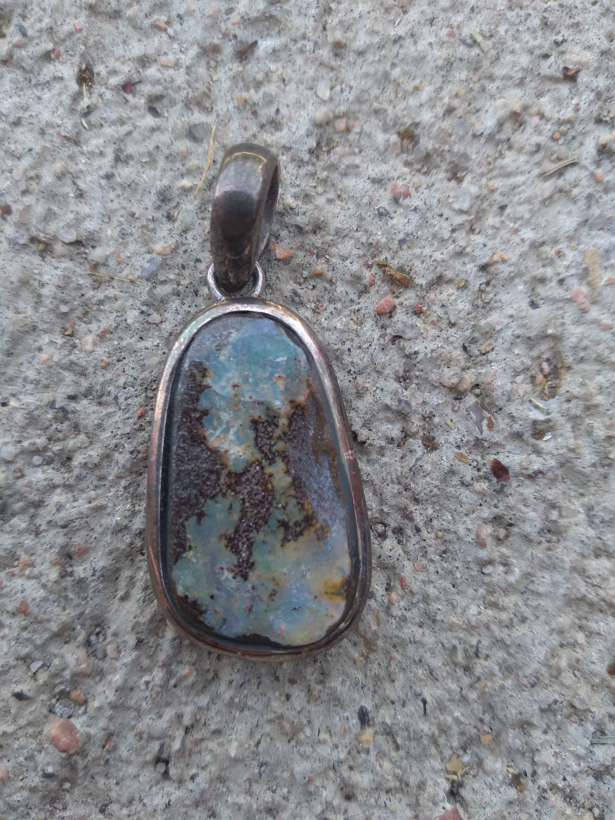 Australian? Boulder Opal Pendant Vintage Sterling Silver 925