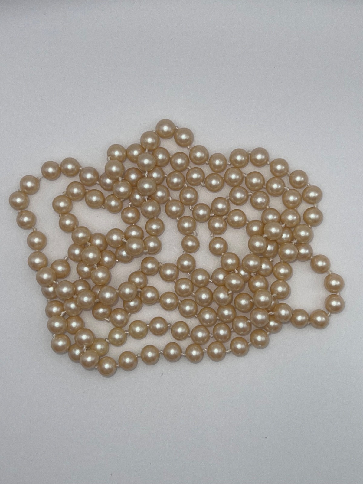 Matched Set Pearl Necklaces, 18″ and Opera Length 44″ Champange in Color