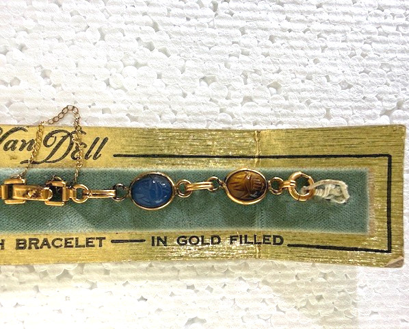 BRAND NEW OLD STOCK, “VAN DELL” GENUINE SCARAB, WATCHBAND/BRACELET “GOLD FILLED”