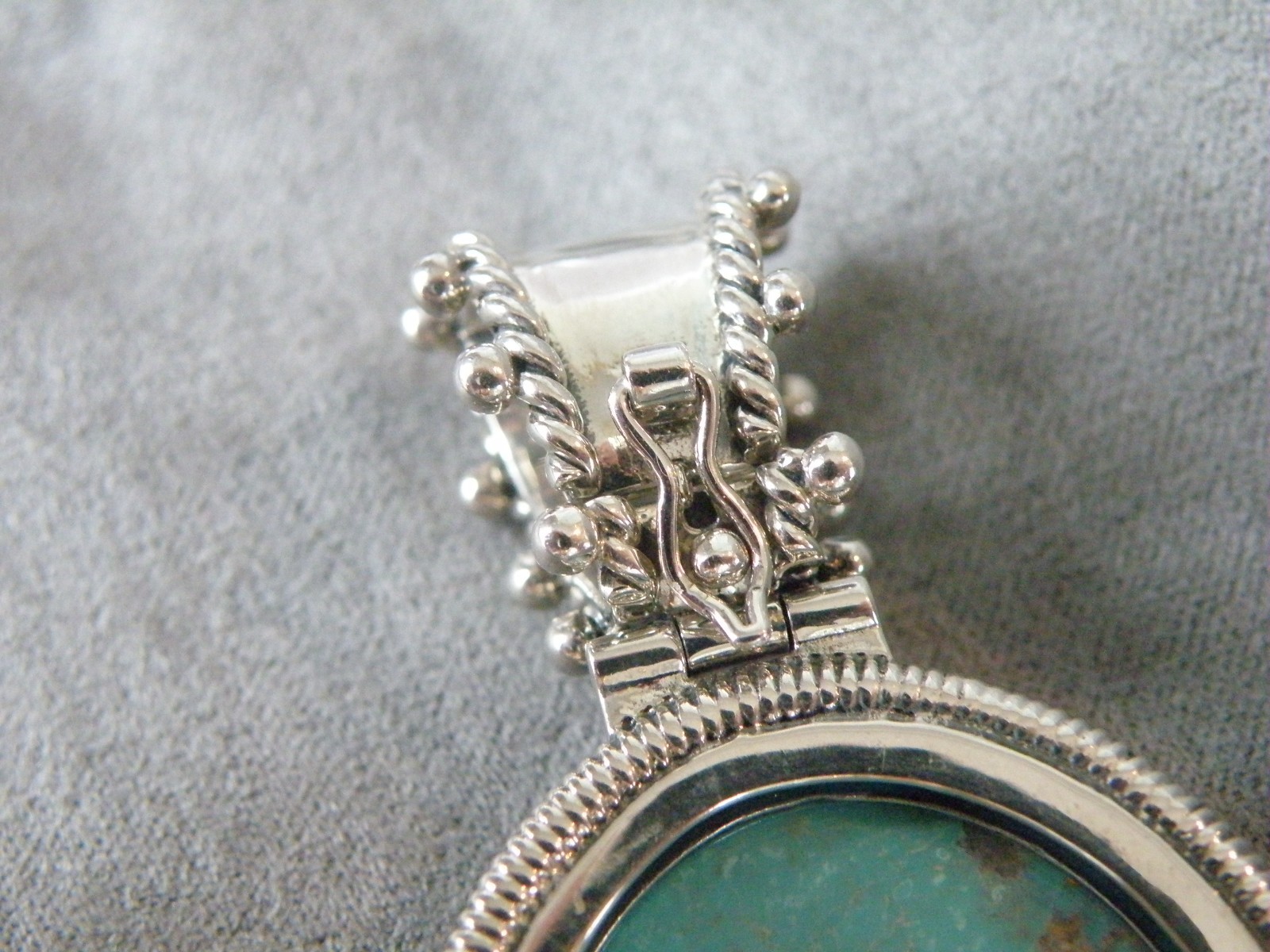 Huge Sterling Silver 925 Turquoise Statement Heavy Enhancer Pendant