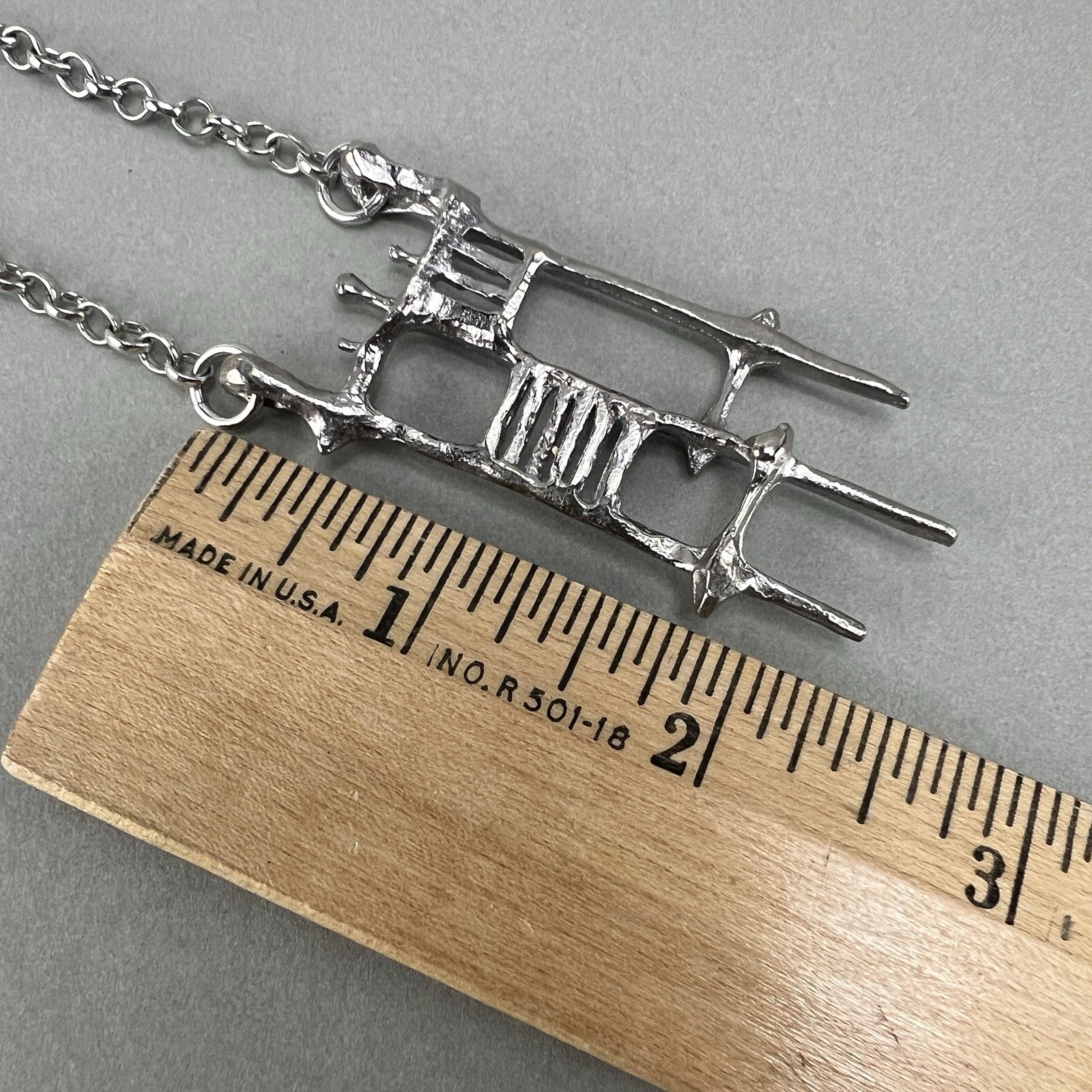 Vintage Silver Tone Abstract Design Necklace Geometric Modernist Style q3z