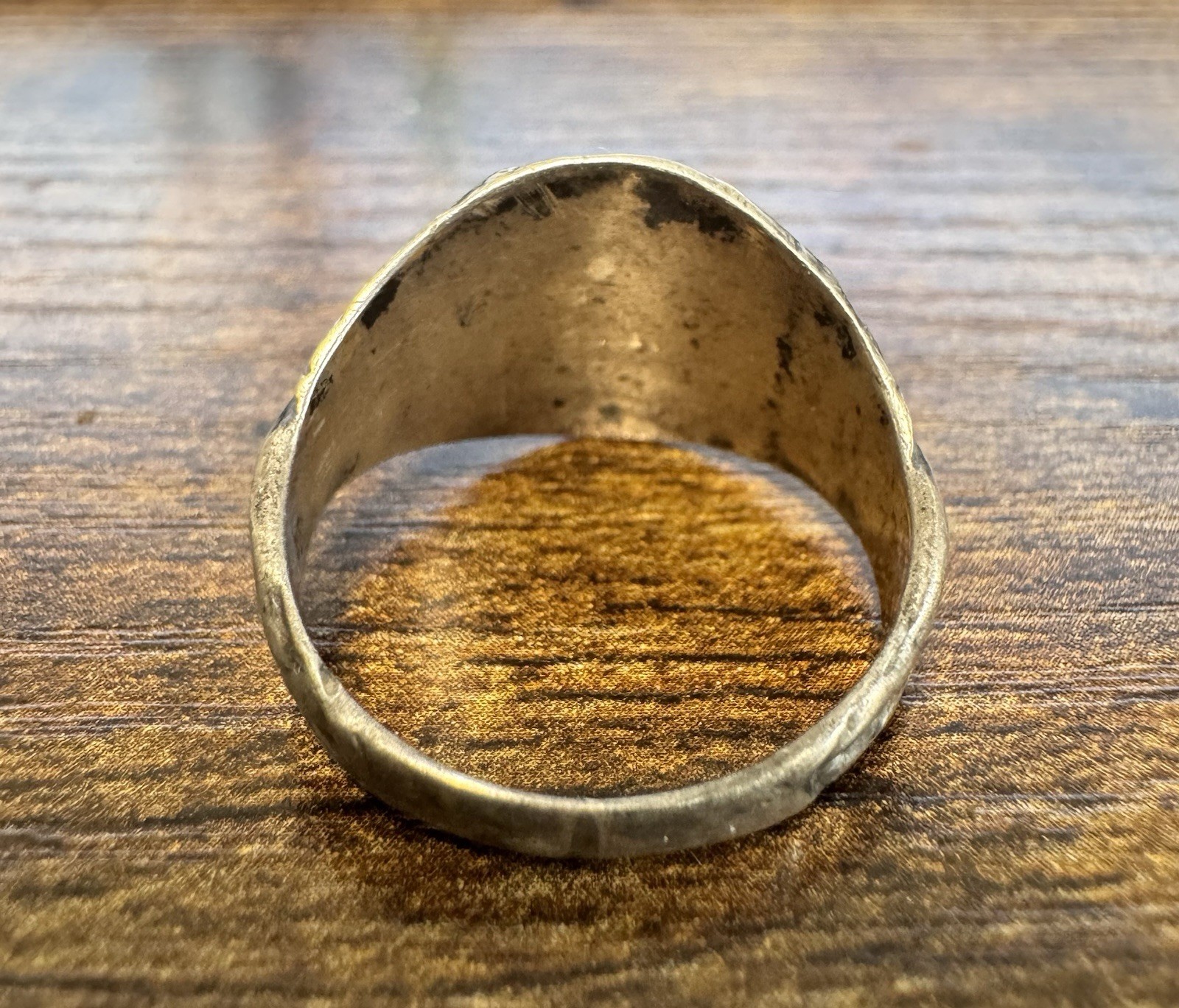 Vintage US Army Eagle & Art Nouveau Style Nude Woman Sterling Silver Signet Ring