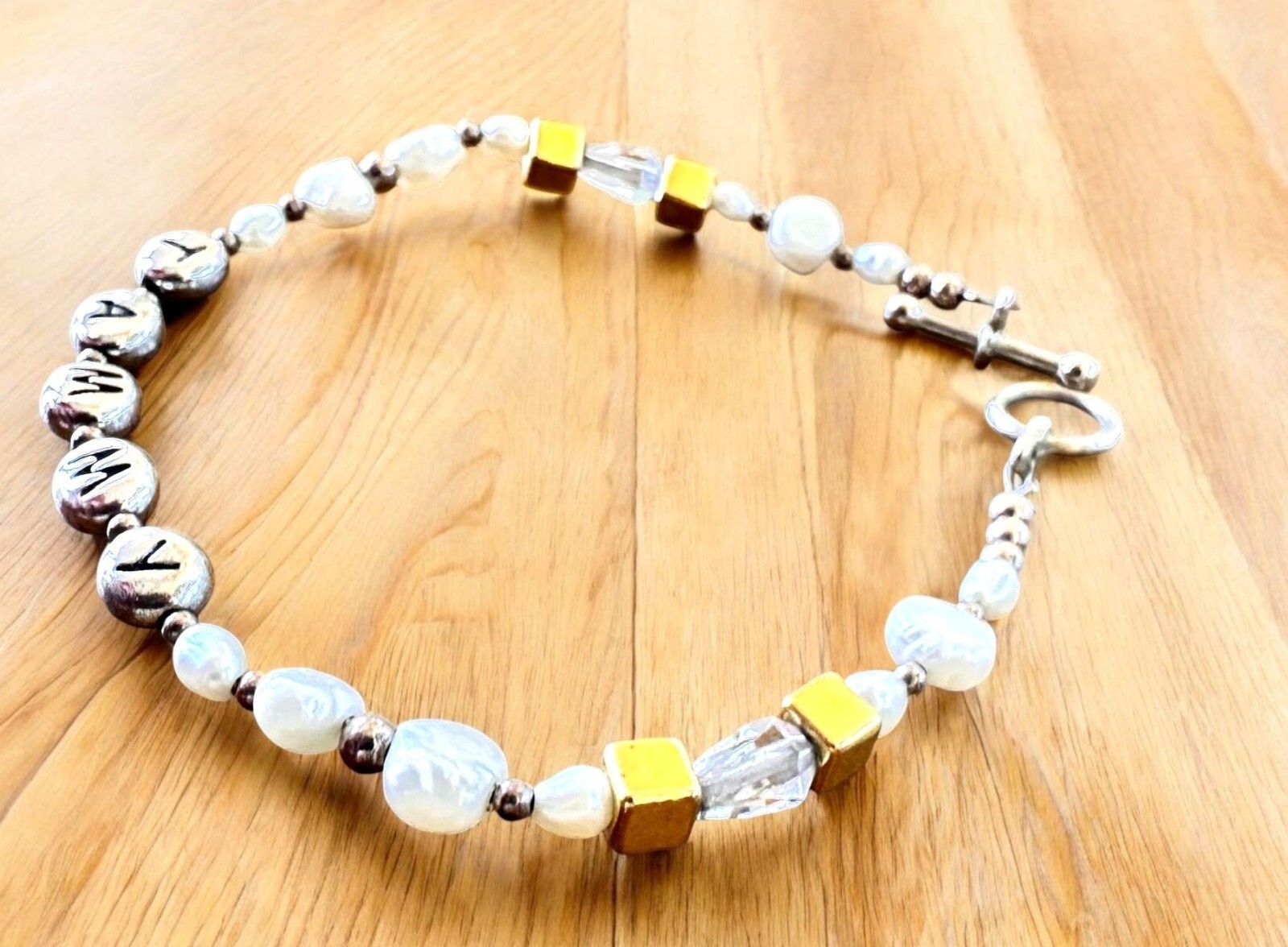 VTG Handmade Freshwater Pearl Bracelet Tammy Birthday Anniversary Toggle Closure