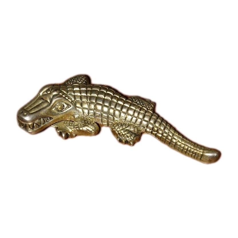 Silver Colorway Alligator Reptile Brooch Pin Lapel UnSigned Animals Vintage