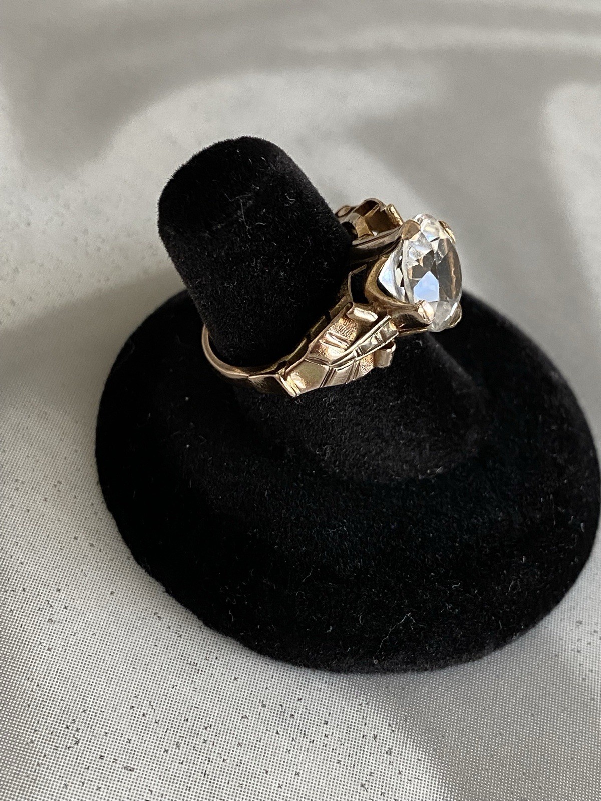 REDUCED 10K Gold TESTED NOT MARKED Ring Vtg Antique Prong Set Stone 3.9 Gr 6 1/2
