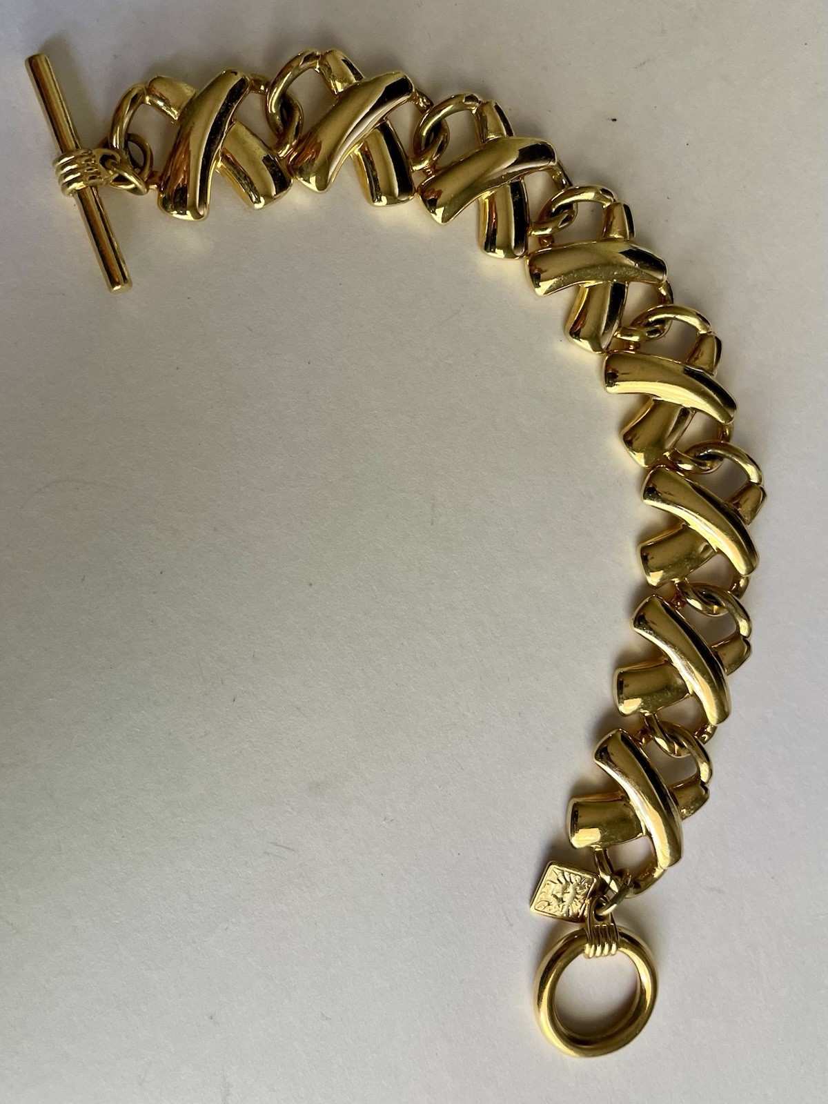 Vintage 1980s-1990s Anne Klein “Hugs and Kisses” XOXO Gold-tone Bracelet