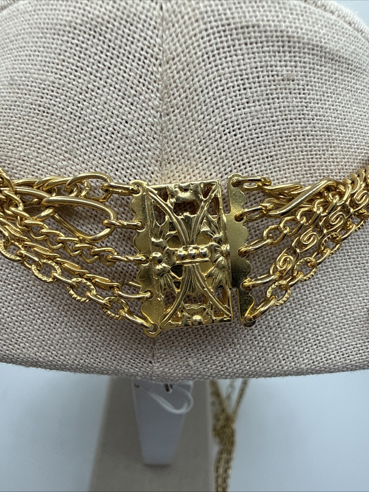 Vintage Multi Chain Layered Photo Locket Waterfall Necklace