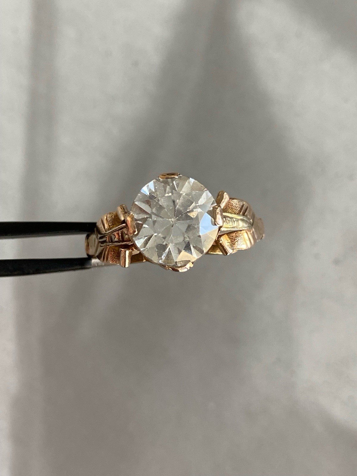 REDUCED 10K Gold TESTED NOT MARKED Ring Vtg Antique Prong Set Stone 3.9 Gr 6 1/2