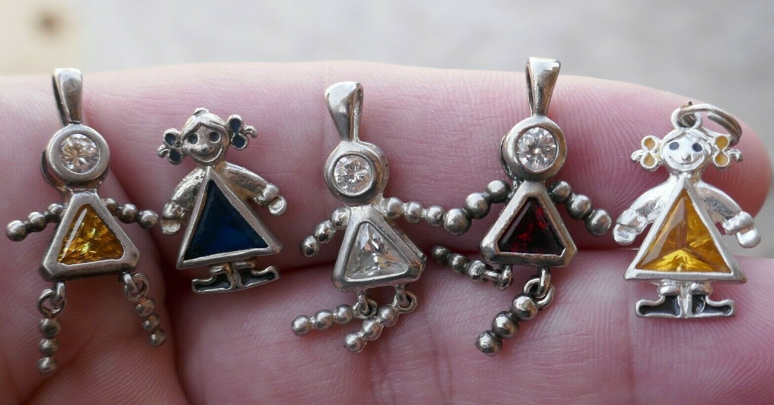 Lot of 5 – Vintage Sterling Articulated People Charms – 10.9 Grams
