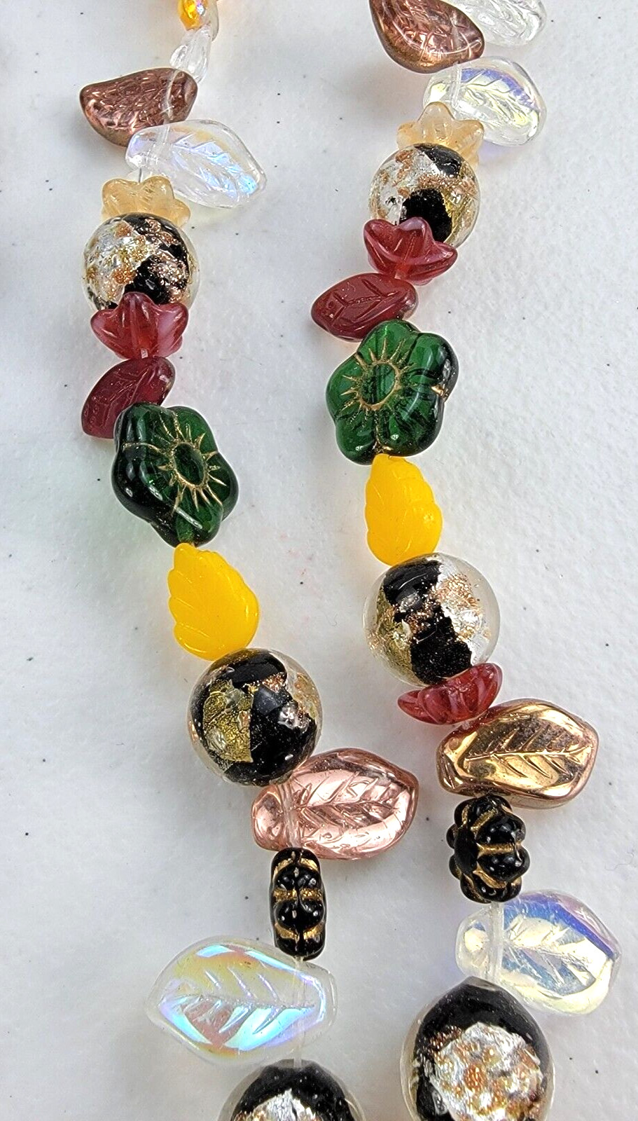 African Ethnic Carved Face Pendant And Glass Millefiori Beaded Necklace Lot Of 2
