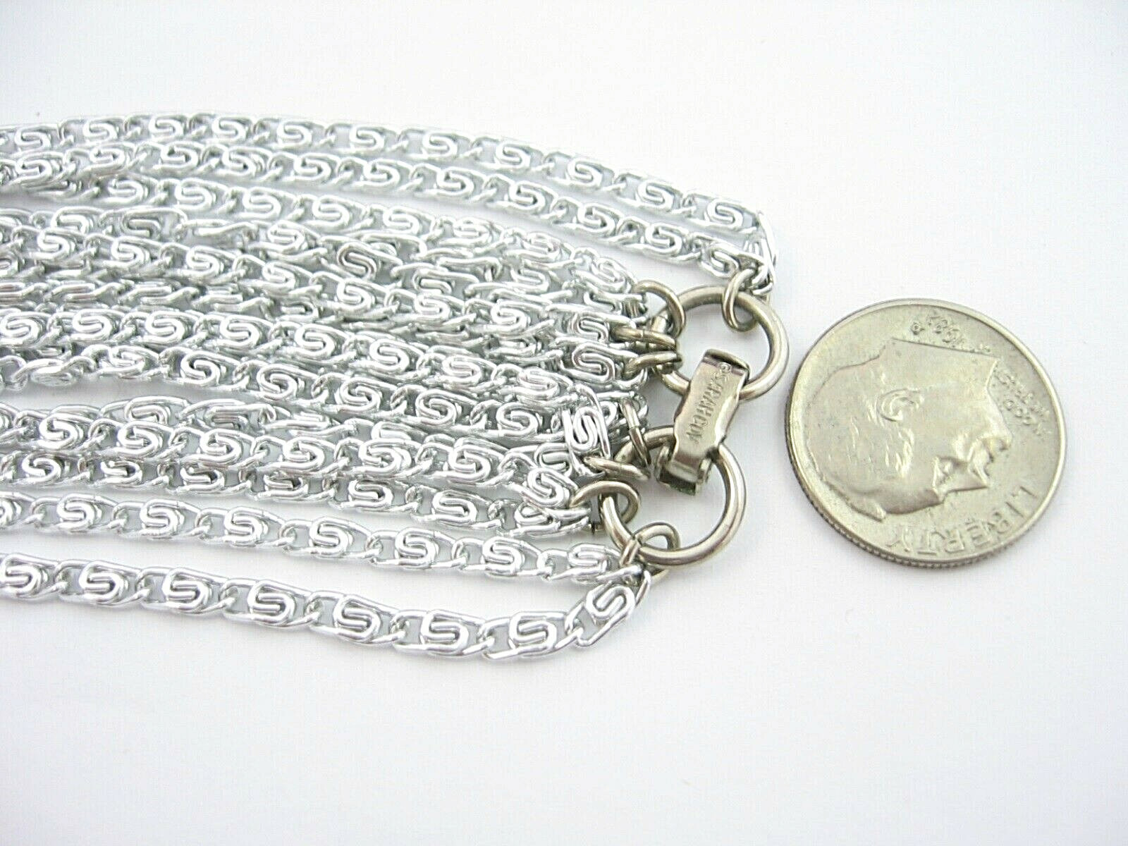 Sarah Coventry SILVERY CASCADE Multi 8 Strand NECKLACE Vintage Silvertone 16″