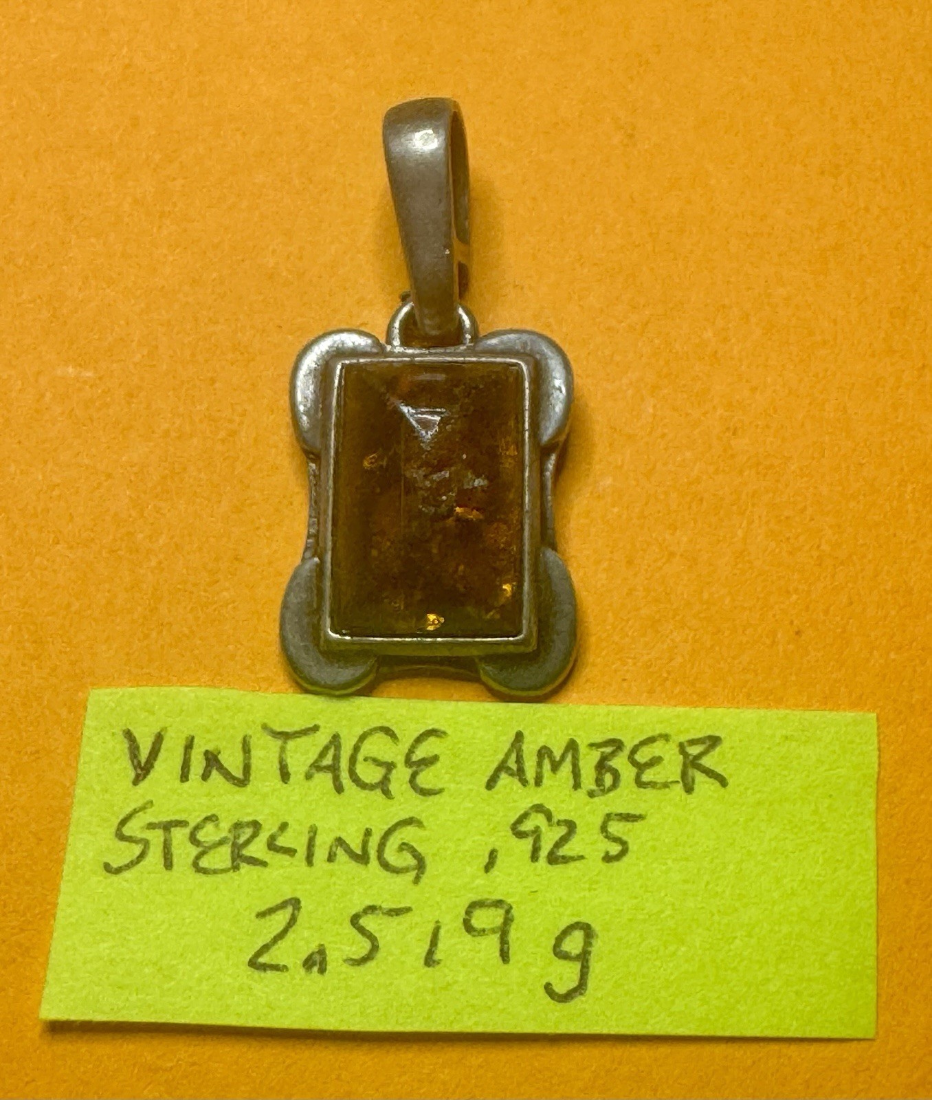 ANTIQUE VINTAGE BALTIC AMBER STERLING SILVER 925 PENDANT UNIQUE!! SEE PICS!