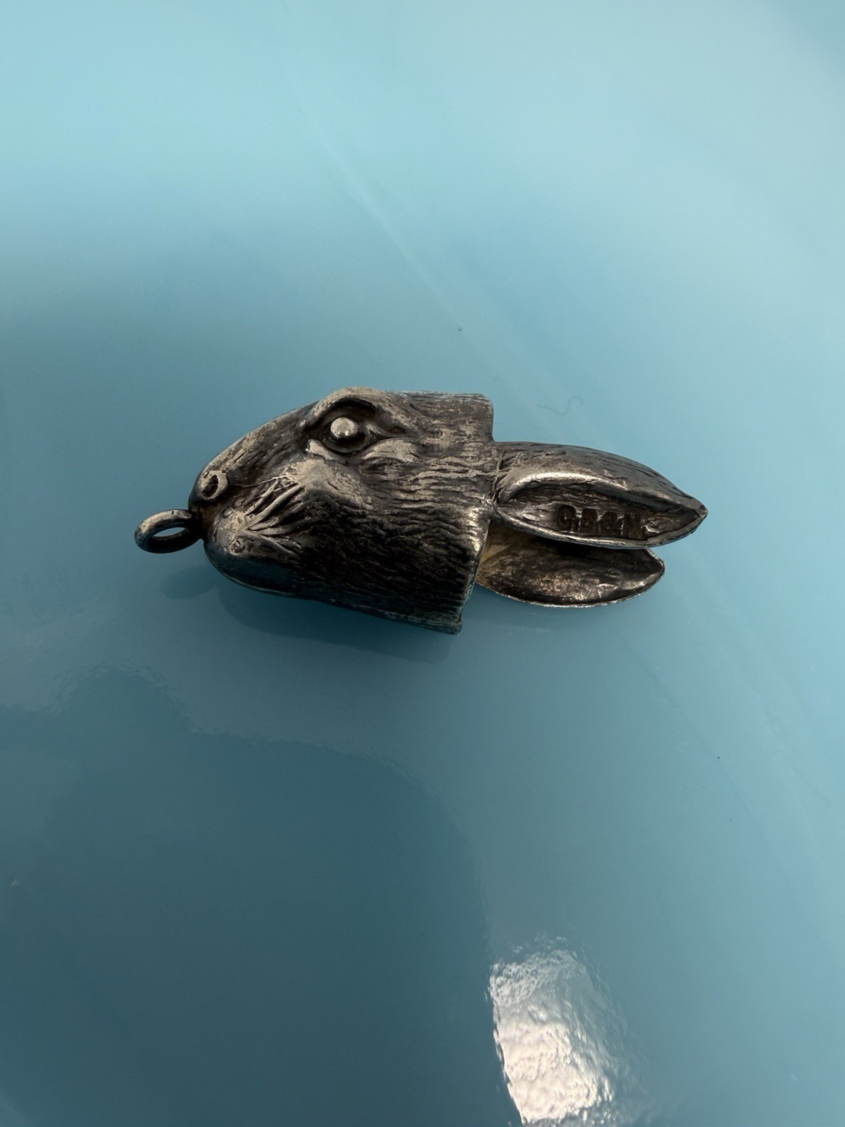 Vintage Bunny Rabbit Hare Head Good Luck Sterling Silver For Foot Charm 2.6g