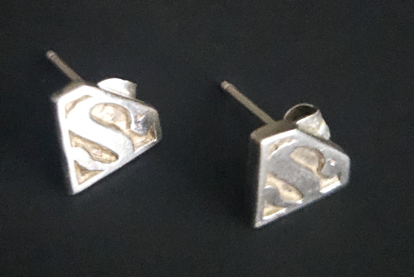 Sterling 925 Superman Earrings “S” Shield Logo Vintage 1995 T.M. D.C. Comics