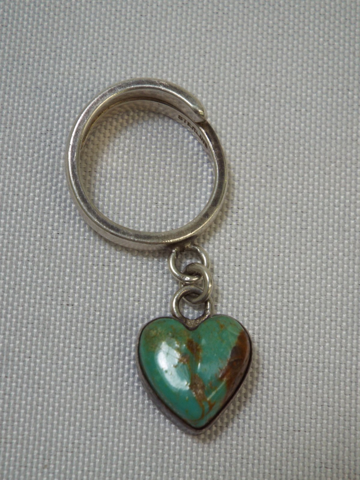 Joan Slifka Designs STERLING SILVER Turquoise Dangle Heart Ring Size 5.5 6g