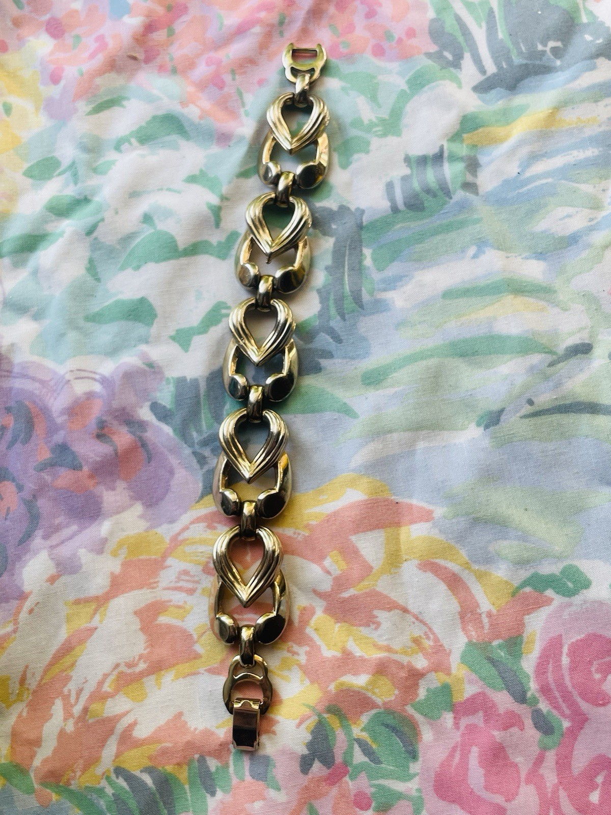 Signed Vintage Sperry Chunky Link Bracelet Golden Glam 1970’s 1980’s Retro Heart