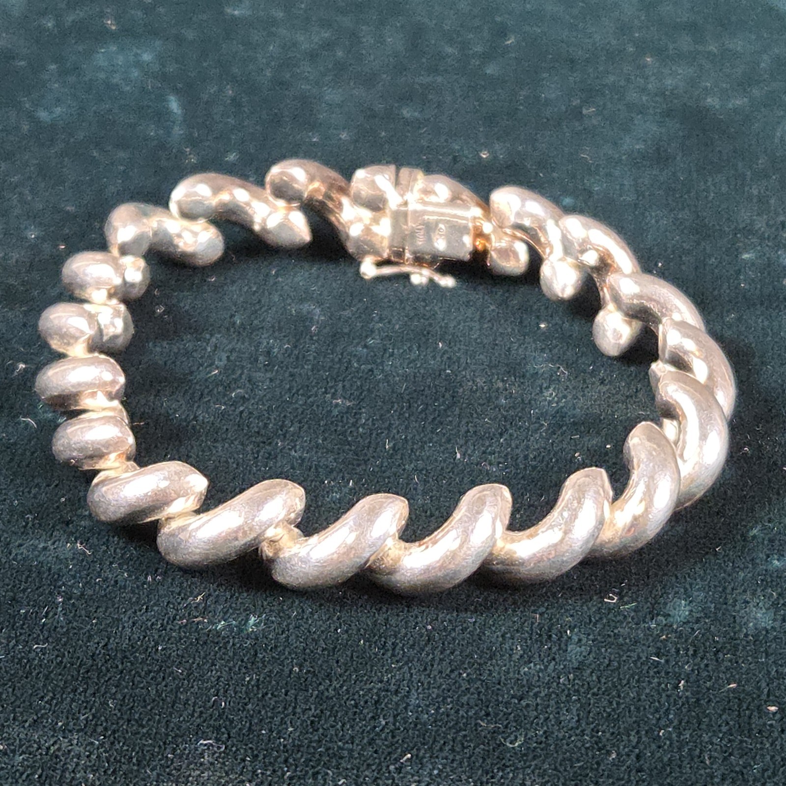 Vintage San Marco Italy Sterling Silver Macaroni Link Bracelet 7.25in 21g