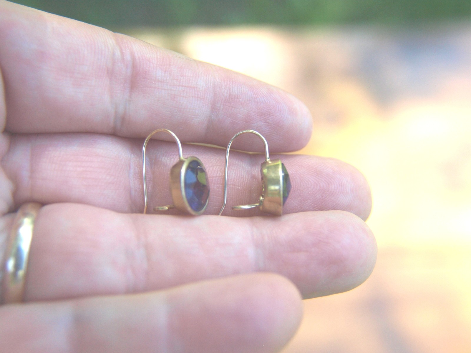 Vintage? Monet Signed Purple Rhinestone Dangle Earrings